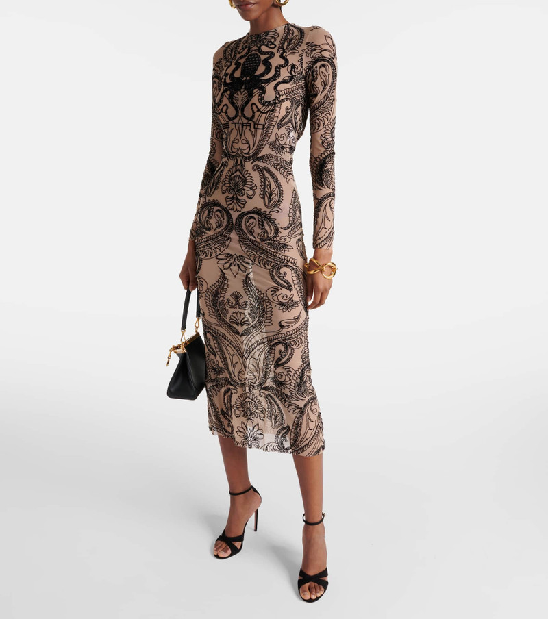 Etro Logo printed tulle midi dress outlook