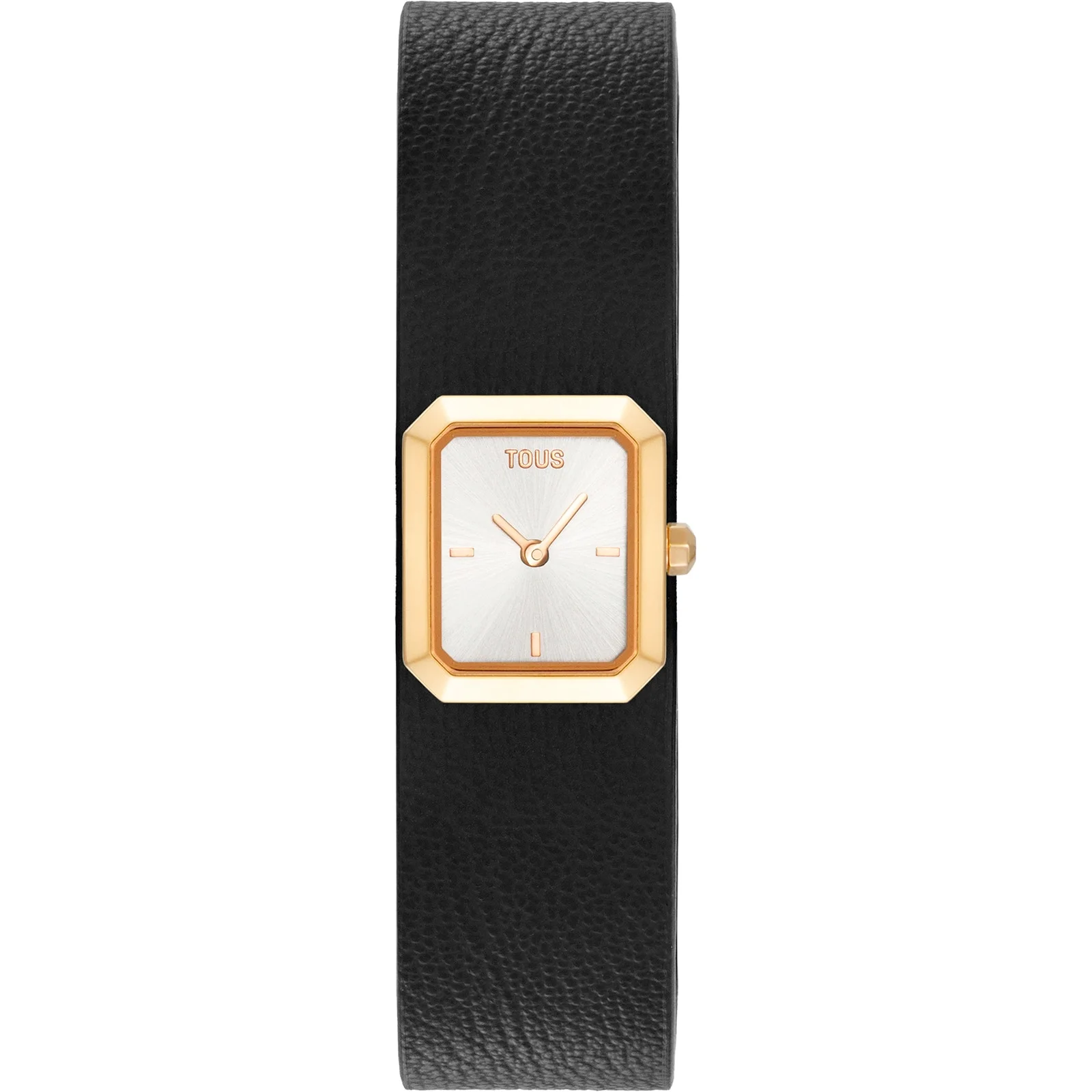 Analog Watch with black leather and gold-colored steel bracelet TOUS KARAT EMERALD MINI - 1