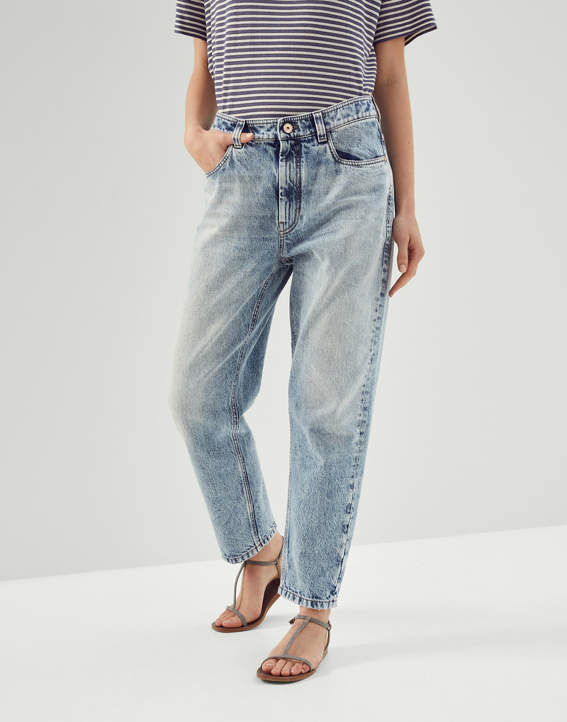 Authentic denim baggy trousers with shiny tab - 1