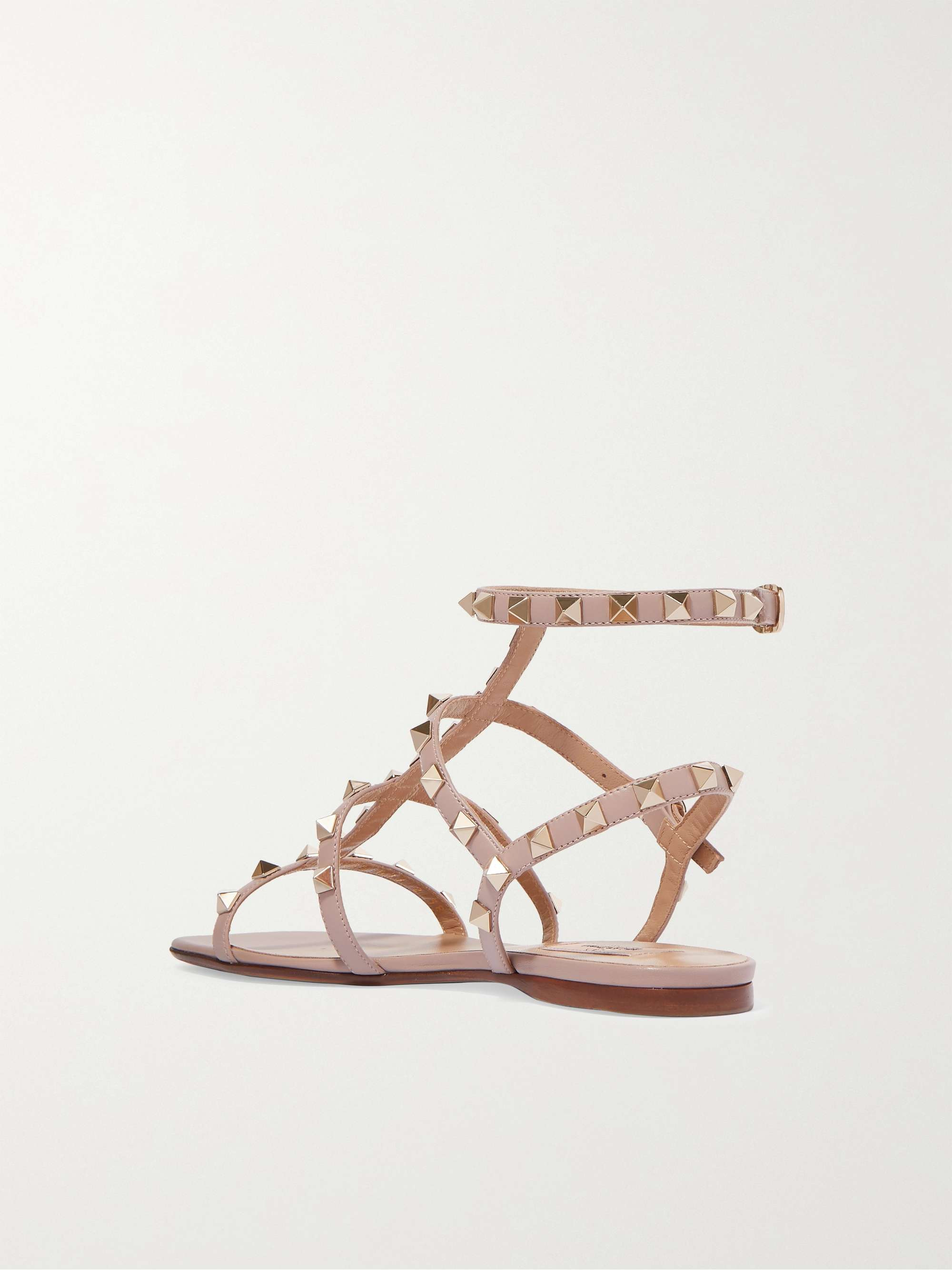 VALENTINO Blush Garavani Rockstud Leather Sandals - 3