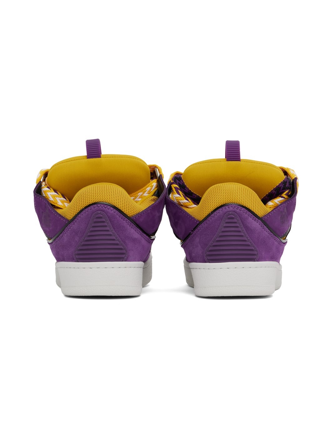 Purple & Yellow Leather Curb Sneakers - 2