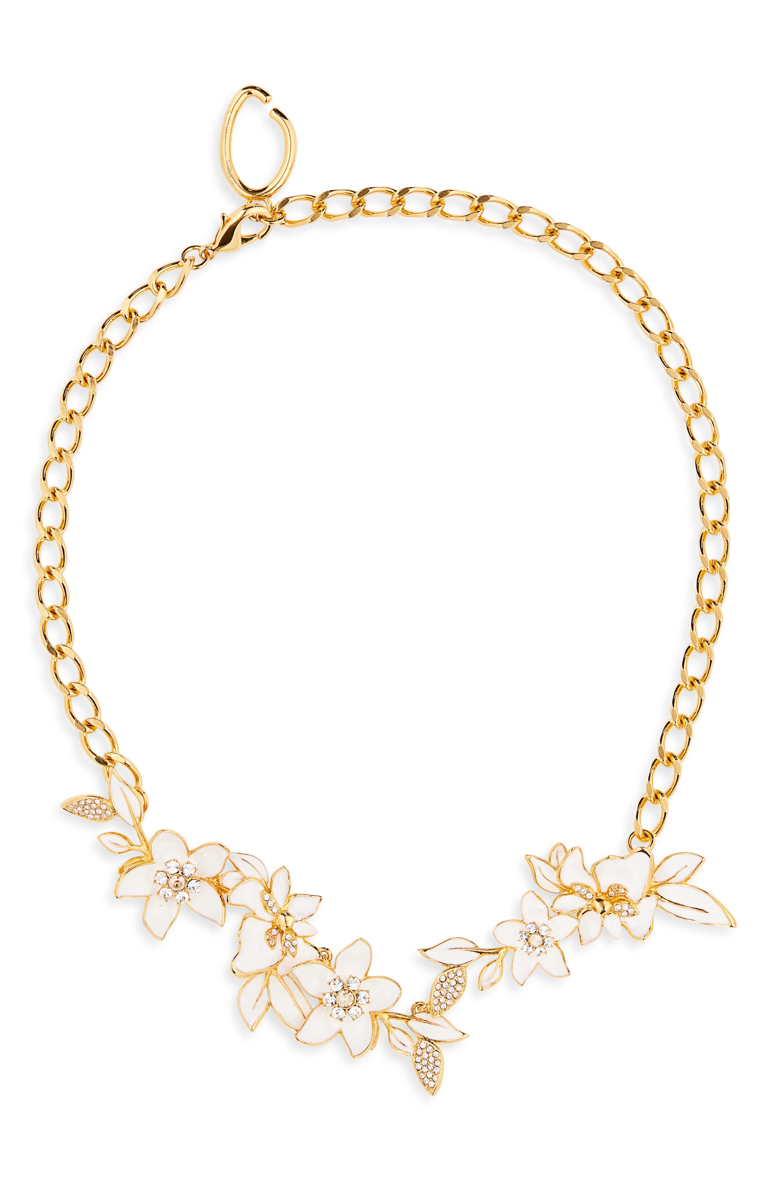 Oscar de la Renta Rectangle Crystal Pendant Necklace in Ivory at Nordstrom - 1