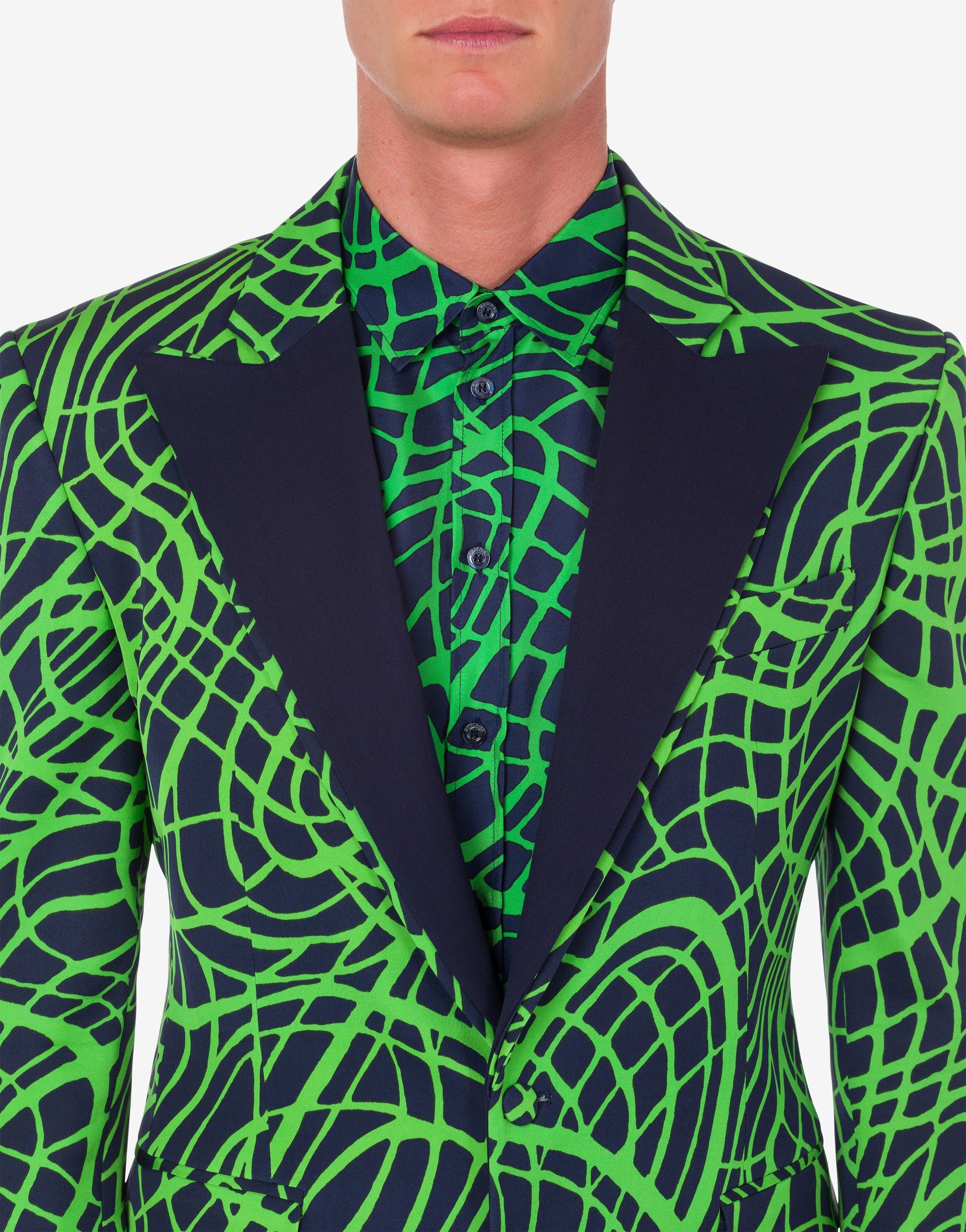 WAVE LINE PRINT WOOL AND VISCOSE JACKET - 4