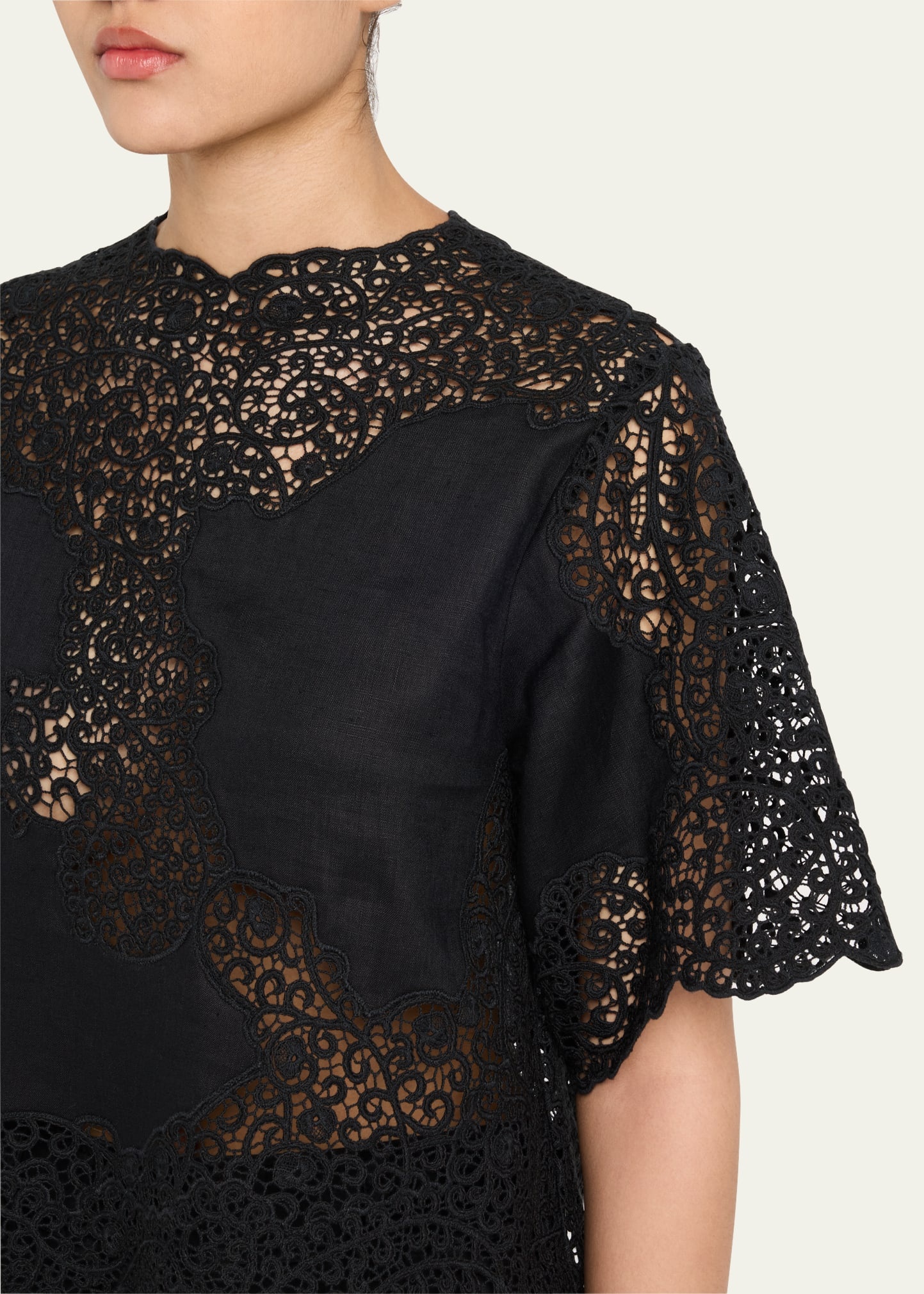 Kadene Short-Sleeve Cutwork Lace Blouse - 5