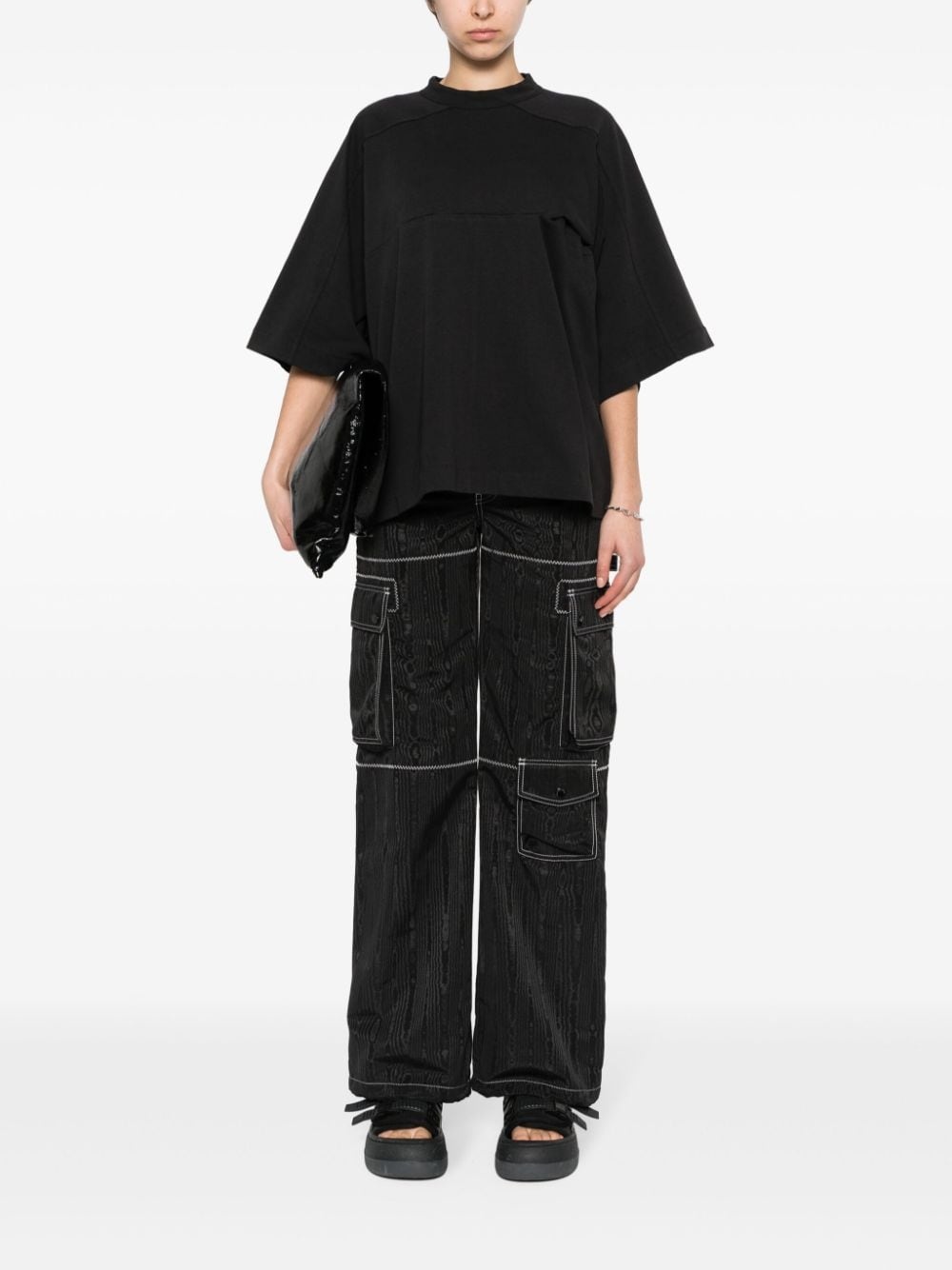 panelled organic-cotton T-shirt - 3