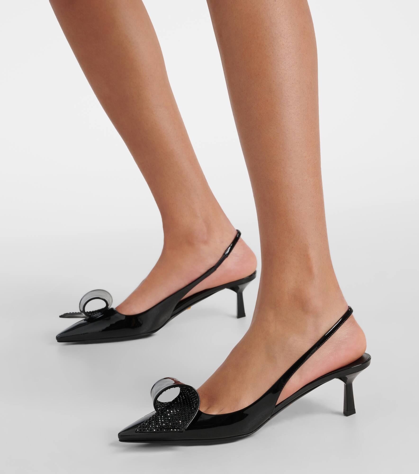 Embellished patent leather slingback pumps - 4
