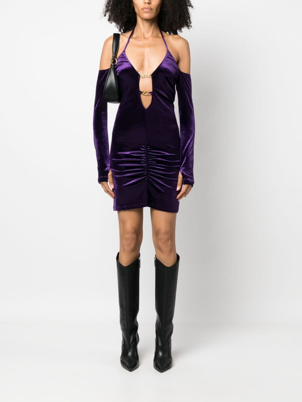 ruched velvet minidress - 2