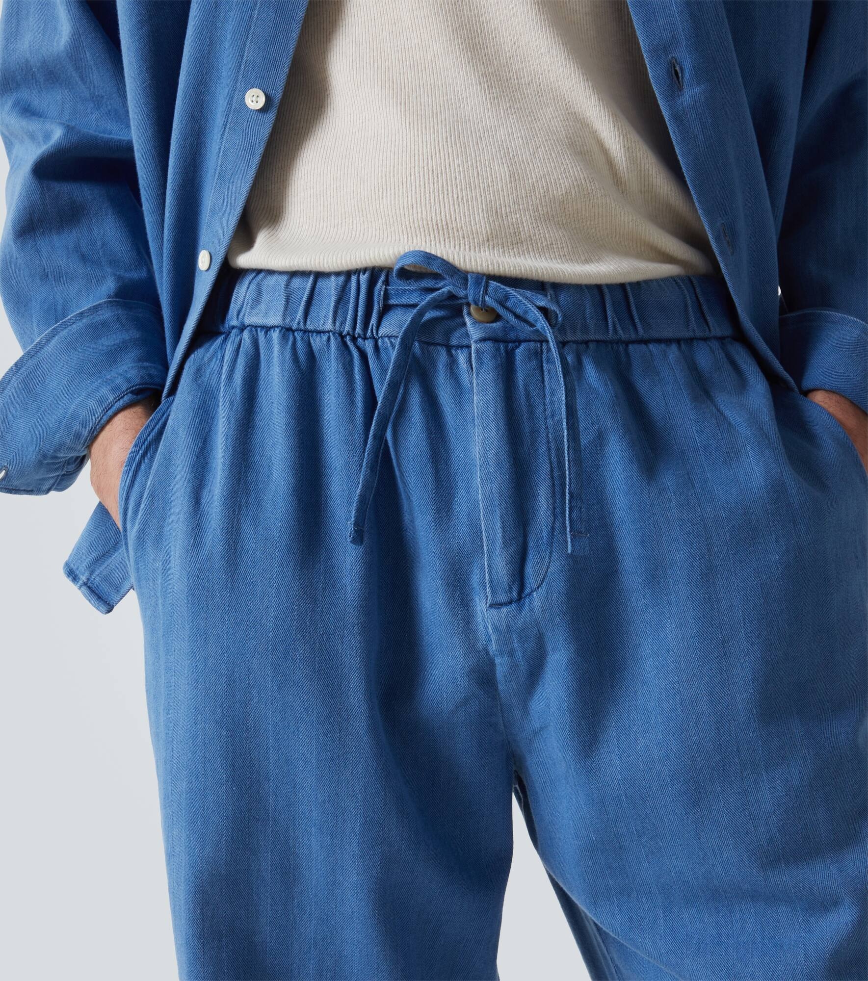 Rocha herringbone cotton twill wide-leg pants - 5