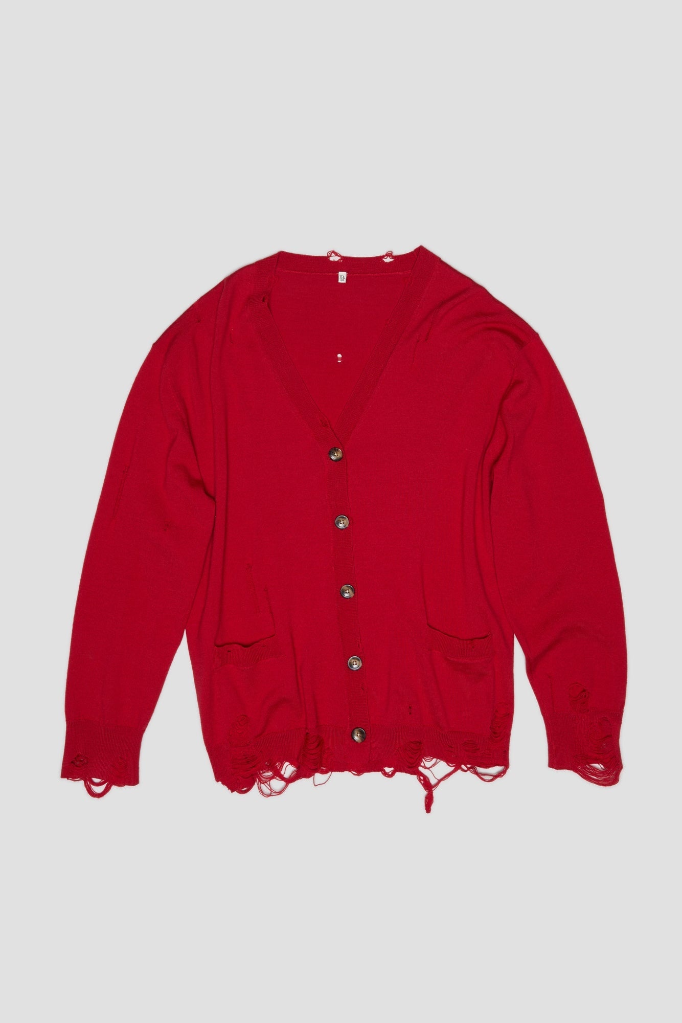 R13 OVERSIZED DISTRESSED CARDIGAN - RED CASHMERE | REVERSIBLE