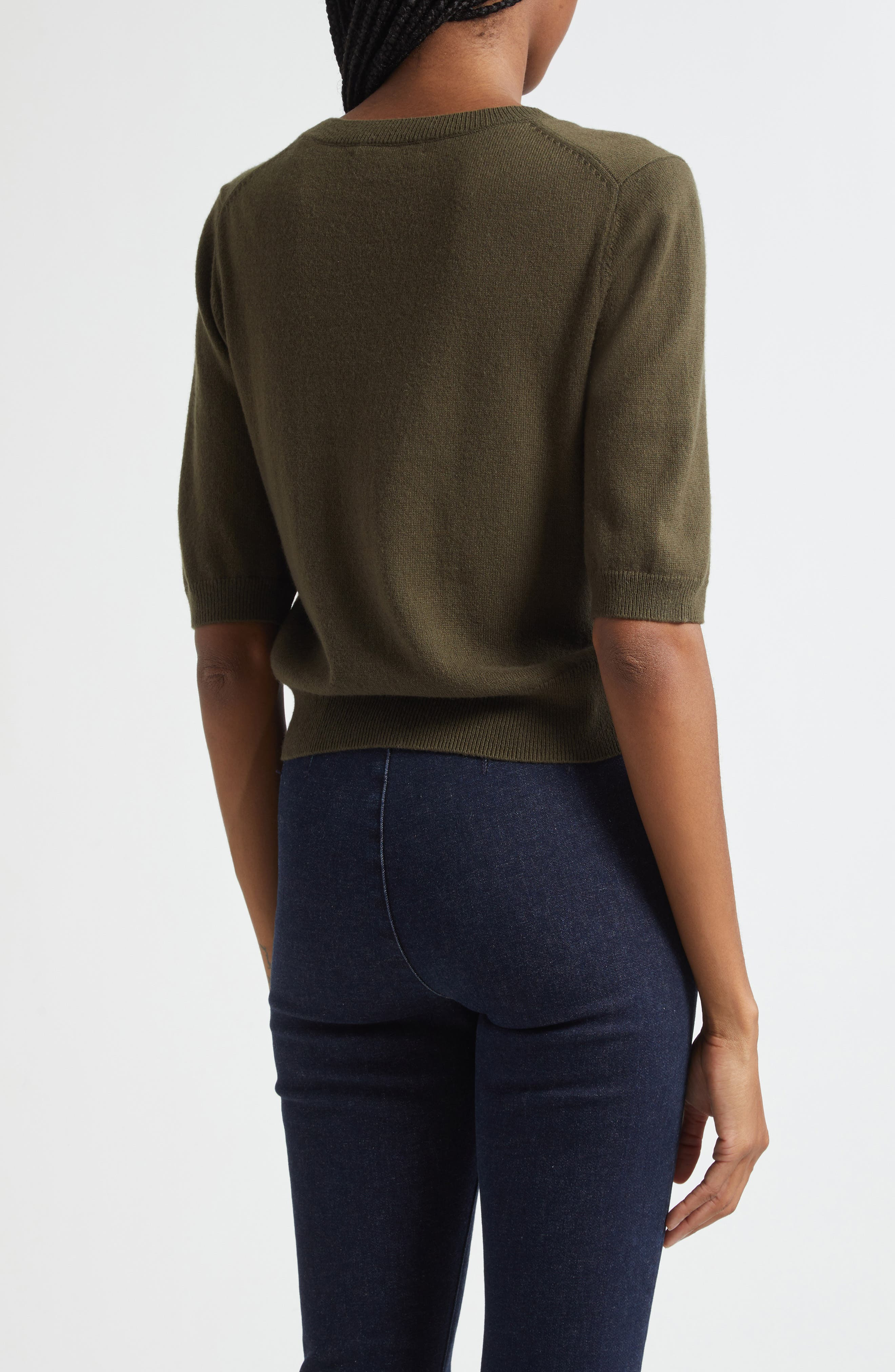 Veronica Beard Shana Short Sleeve Cashmere Sweater in Cypress at Nordstrom - 2