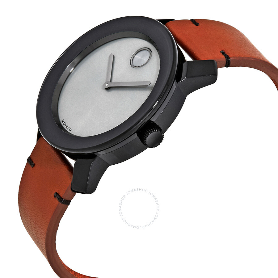 Movado - Movado Bold Grey Sunray Dial Cognac Leather Men's Watch 3600442 - 2