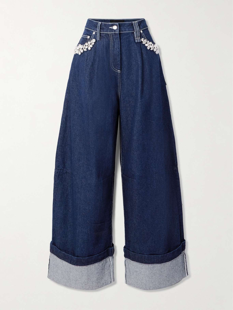 Crystal-embellished mid-rise wide-leg jeans Indigo 1