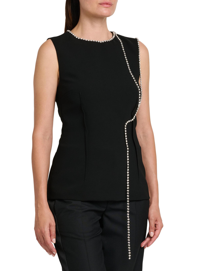 Women's Rhinestone Chains Stretch-Crepe Top - Black 4