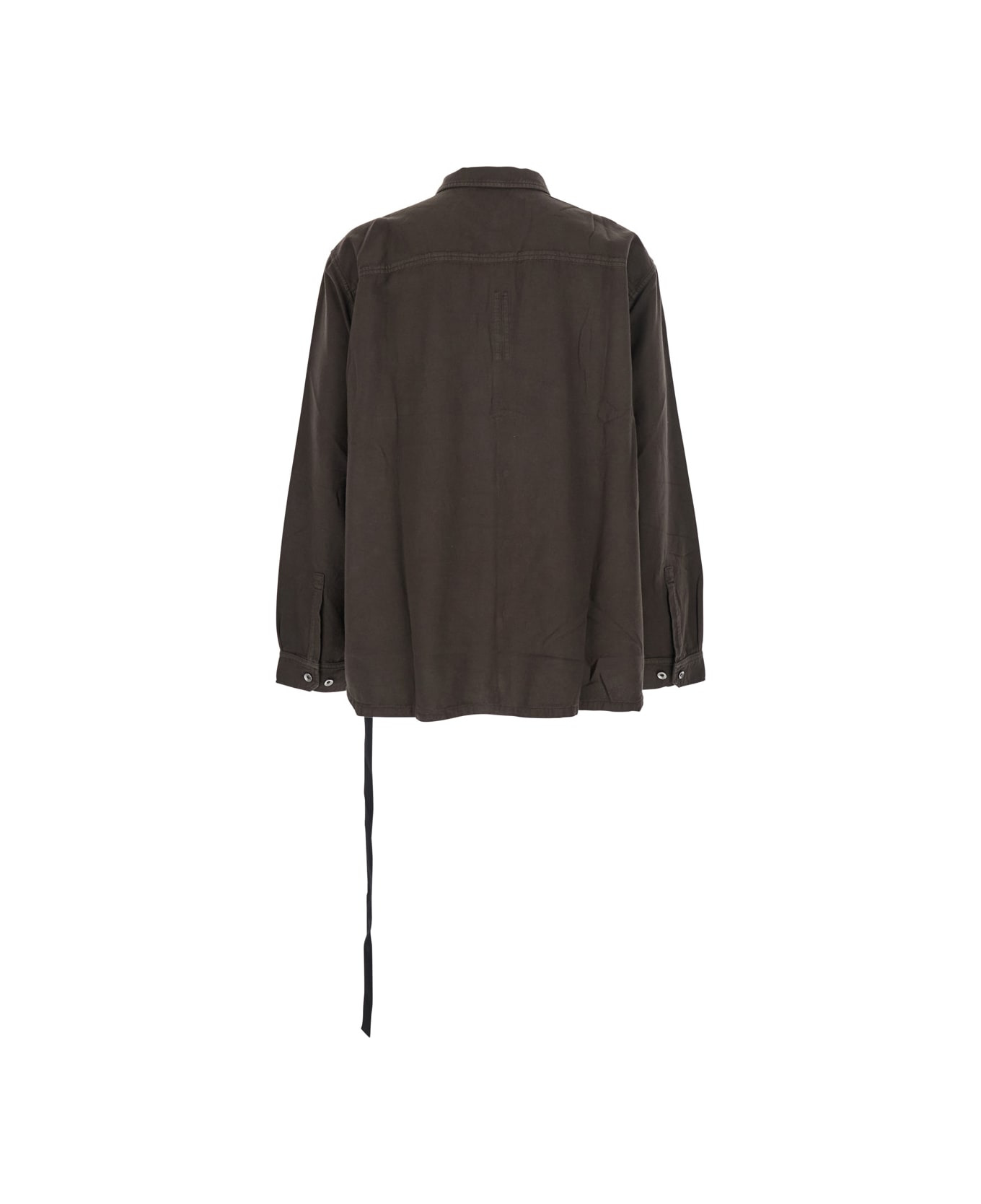 Brown Classic Collar Shirt With Lace Detail In Cotton Woman - 2
