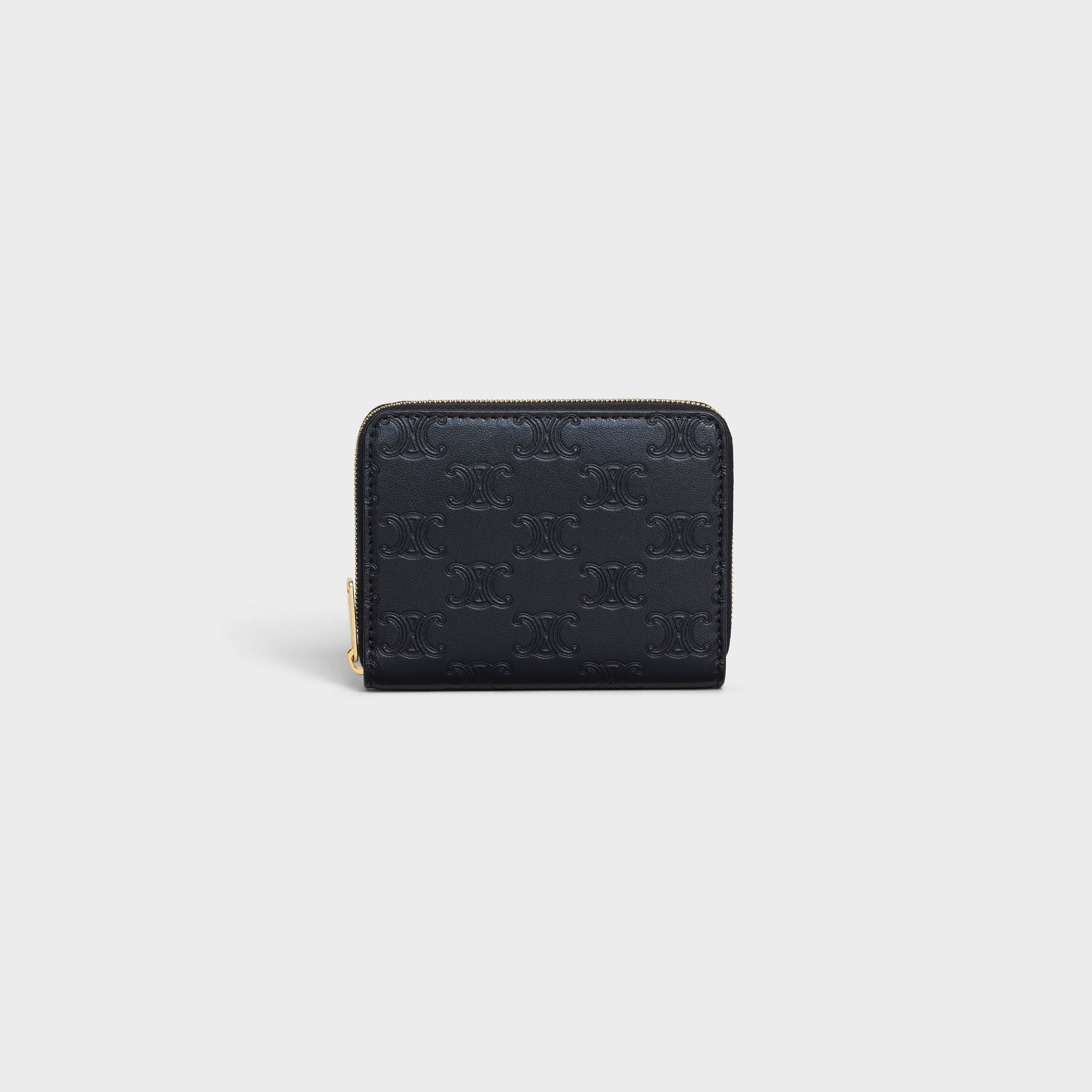 TRIOMPHE COMPACT ZIPPED WALLET IN EMBOSSED SMOOTH CALFSKIN - 1