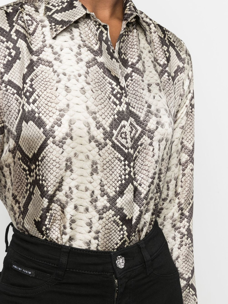 snakeskin-print button-down shirt 5