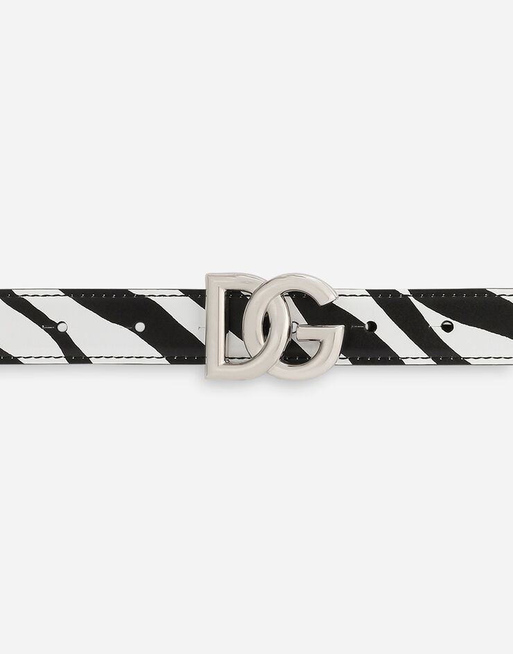 Printed calfskin belt with DG logo - 3