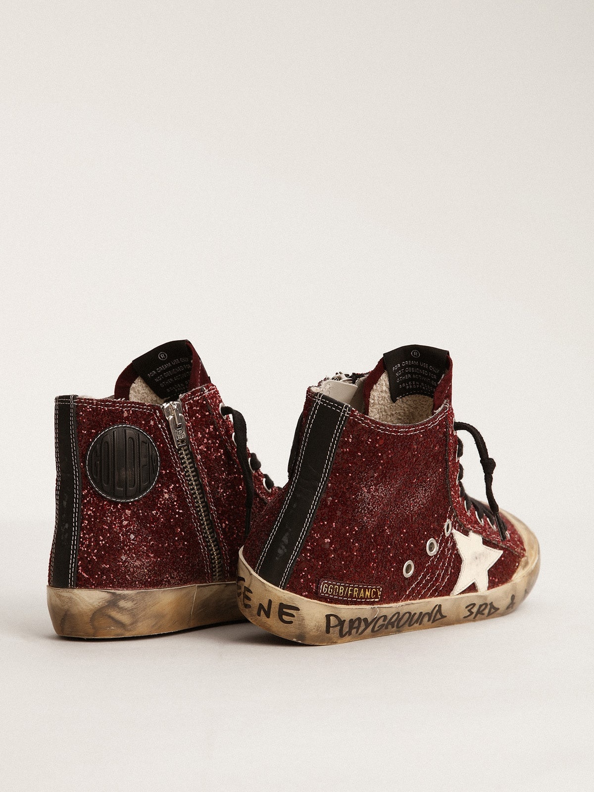 Francy Penstar sneakers in burgundy glitter with white leather star - 4