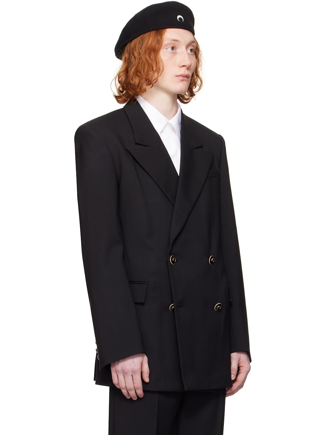 Black Virgin Wool Twill Fitted Blazer - 2