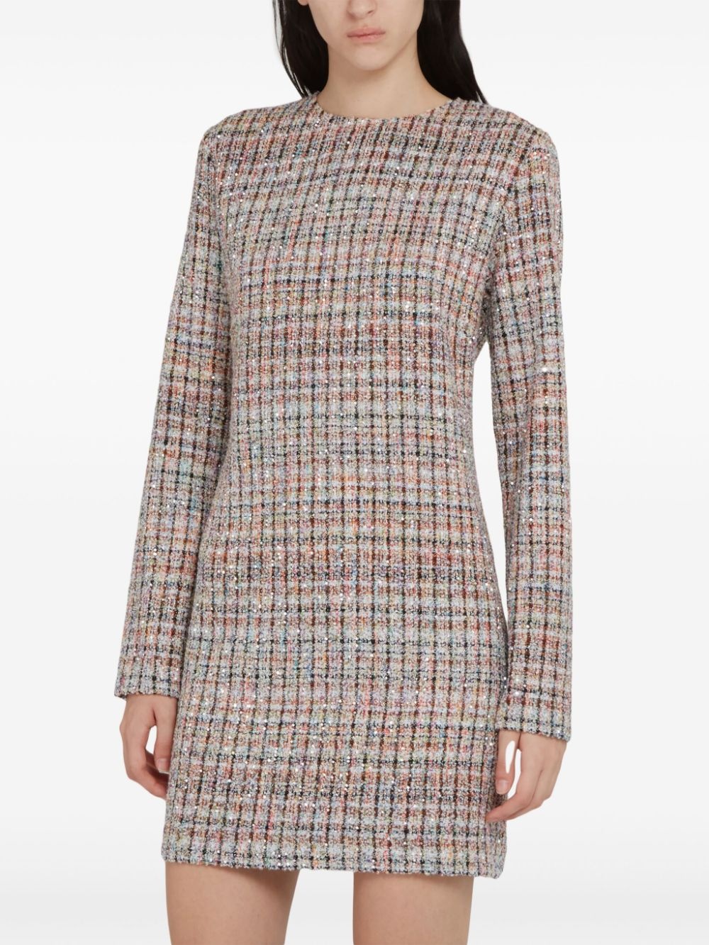 sequin-embellished checked mini dress - 3