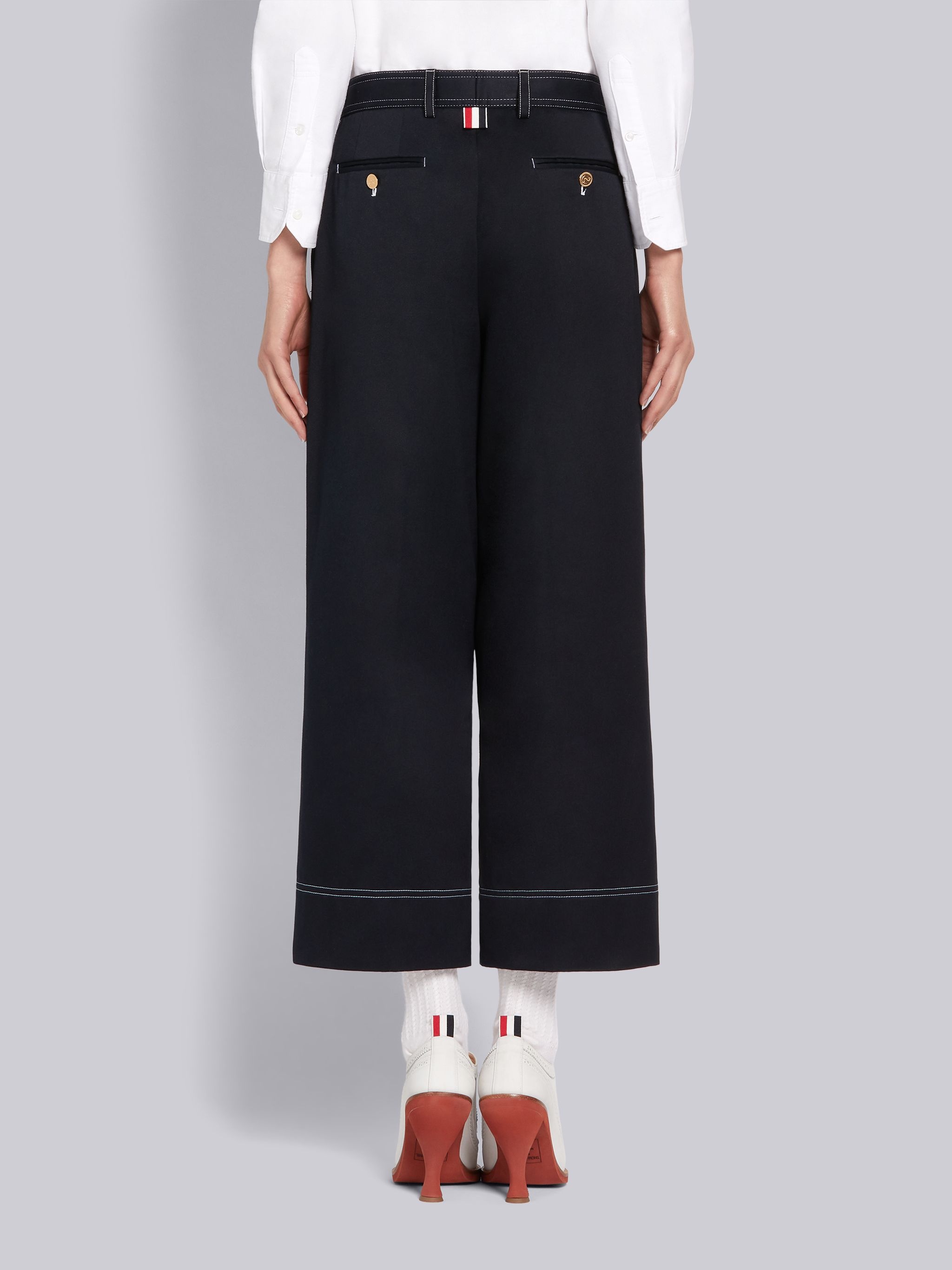 Navy Cotton Twill Contrast Stitch Sack Trouser - 3