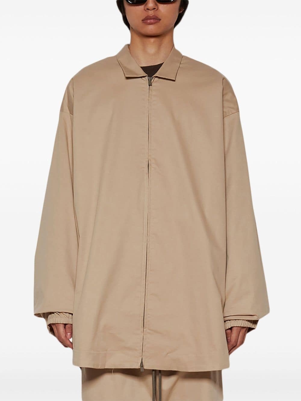 logo-patch zip-up shirt jacket - 3