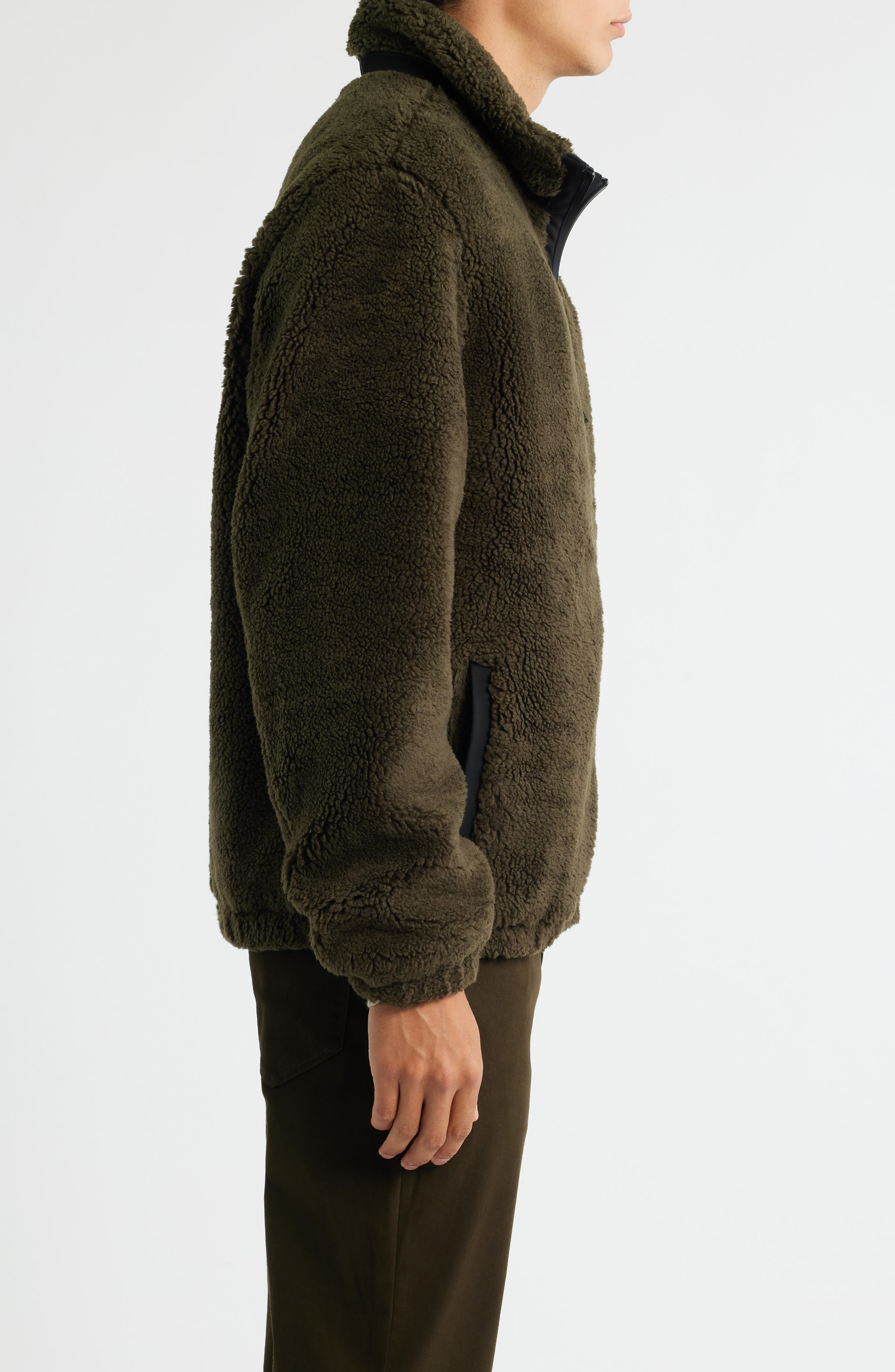 Vince Fleece Zip Jacket in Dark Leaf at Nordstrom - 3