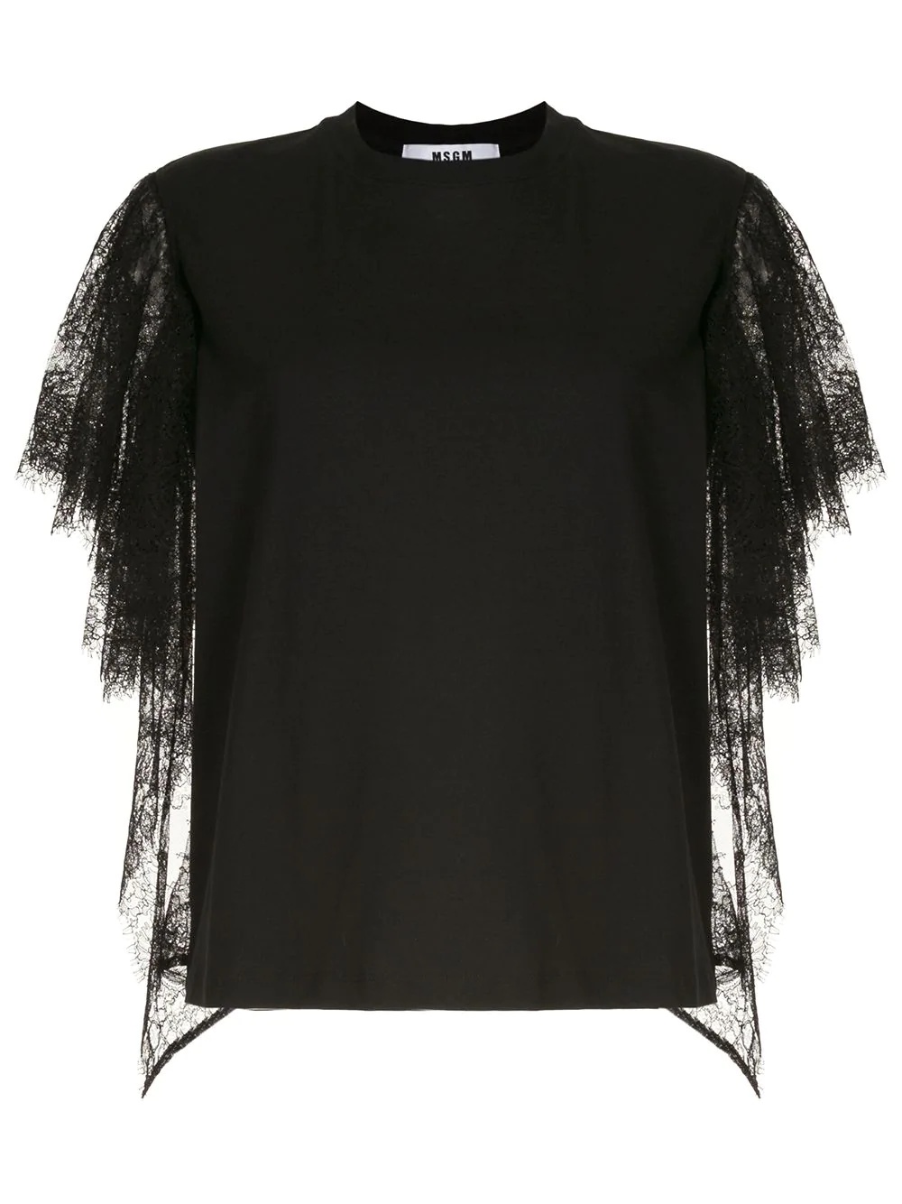 lace sleeves T-shirt - 1