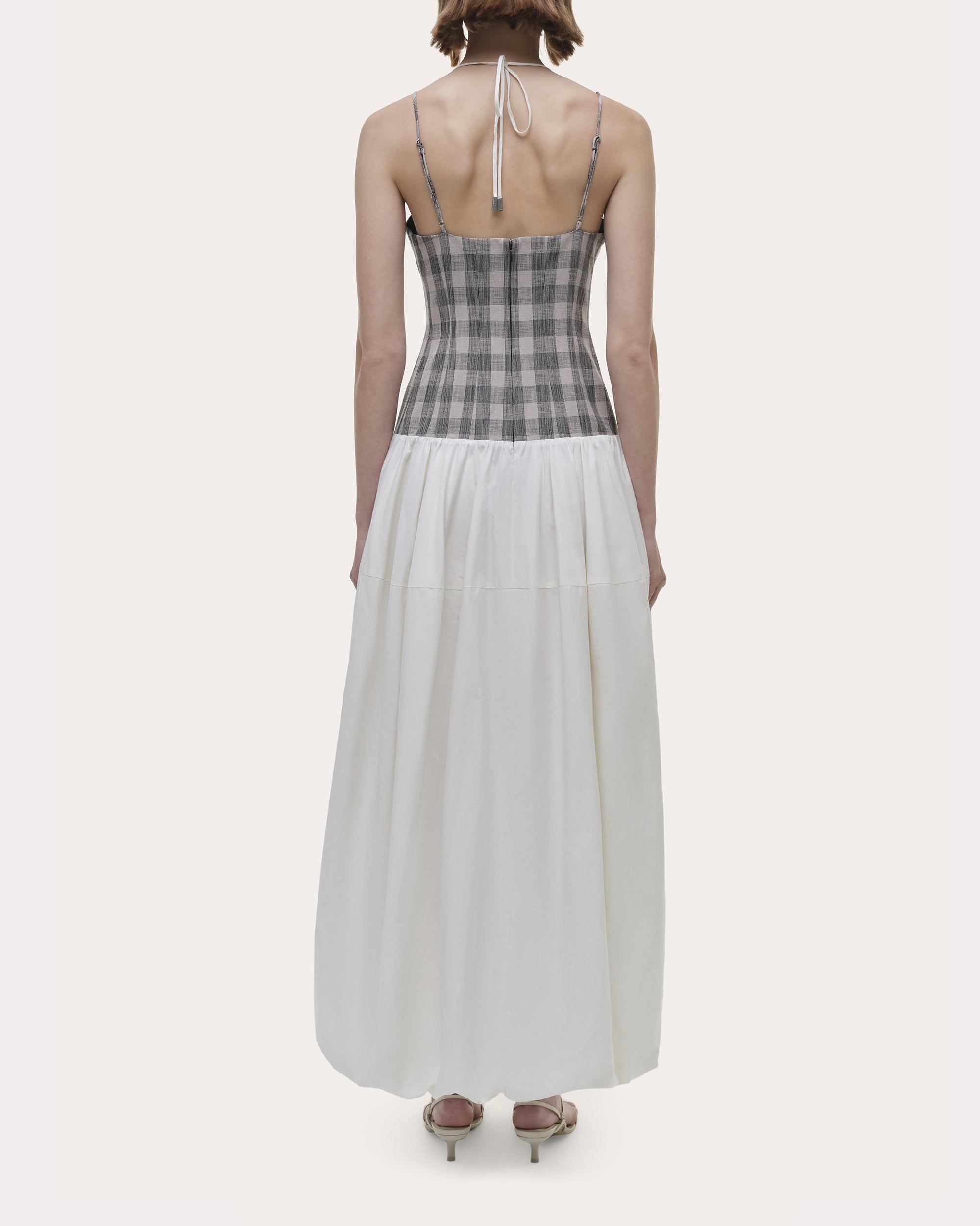 Pfeiffer Gingham Cotton Combo Bustier Midi Dress - 2