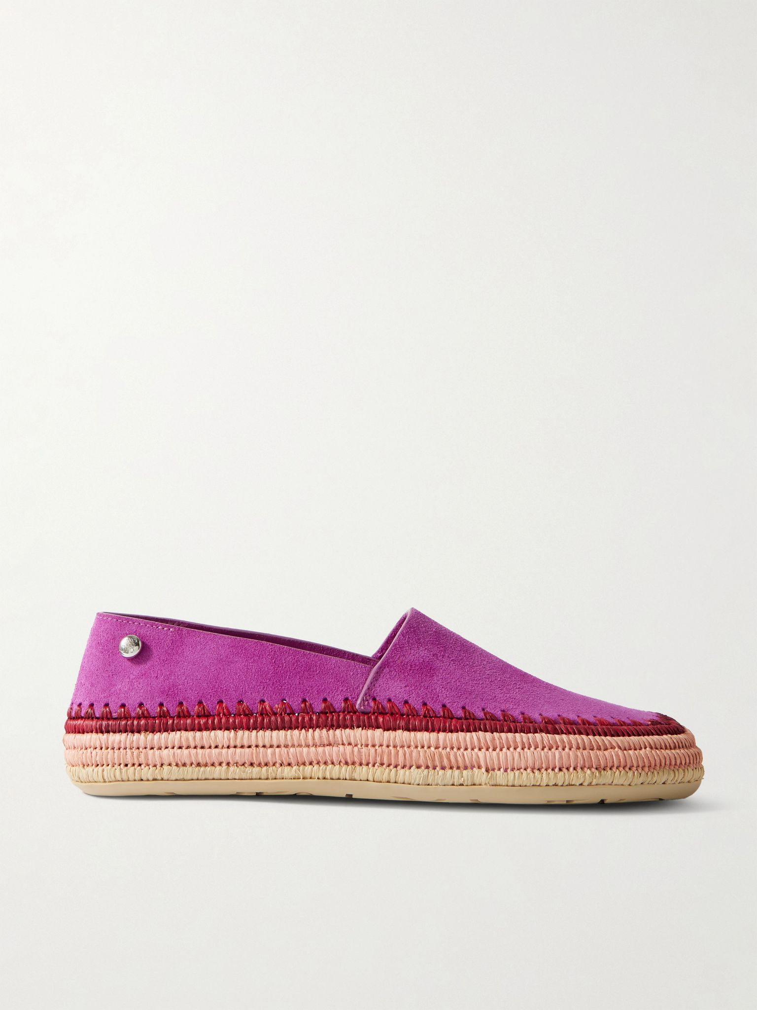 + Paula's Ibiza Rio raffia-trimmed suede espadrilles Fuchsia - 1