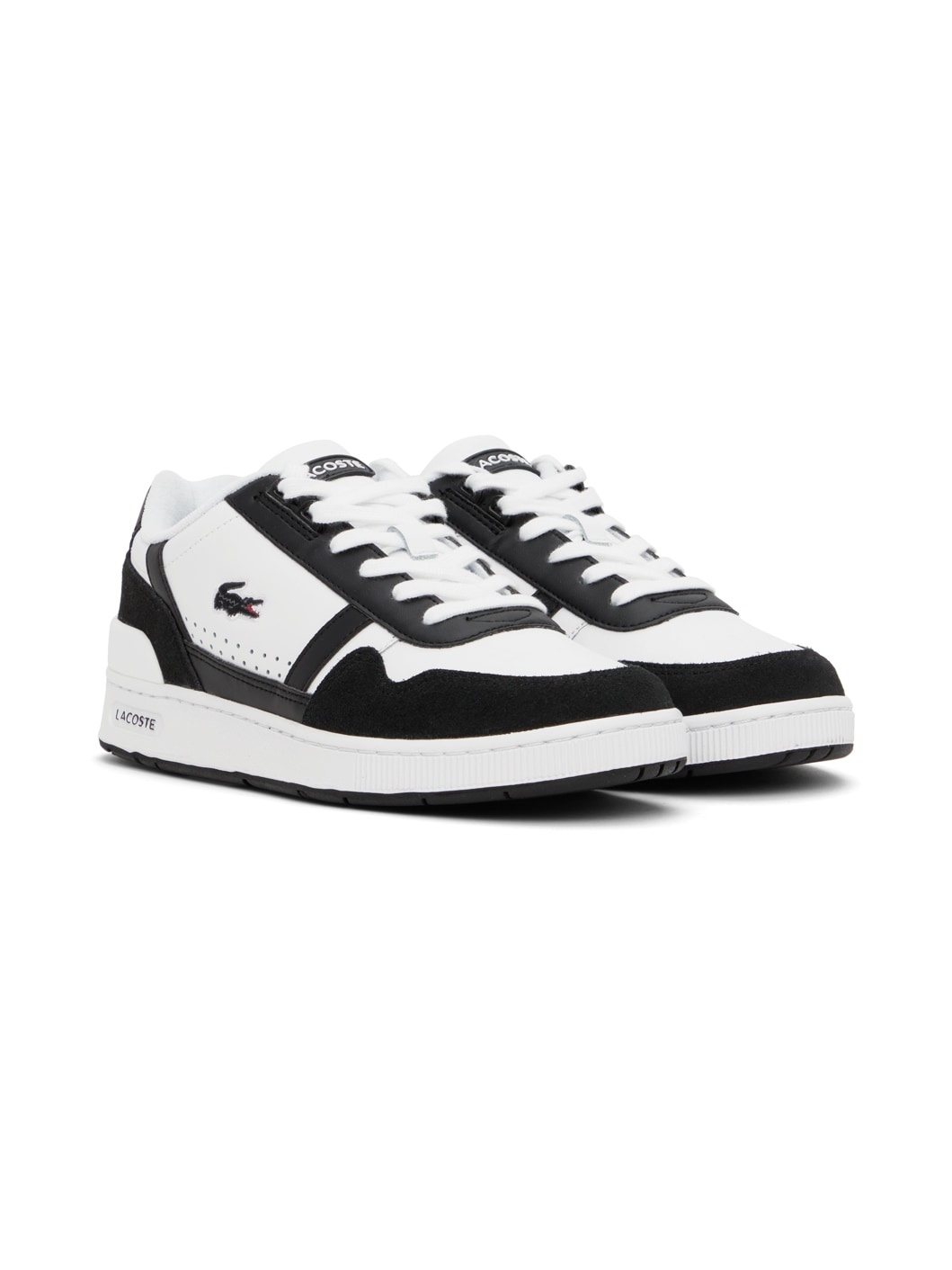 White & Black T-Clip Leather Sneakers - 4