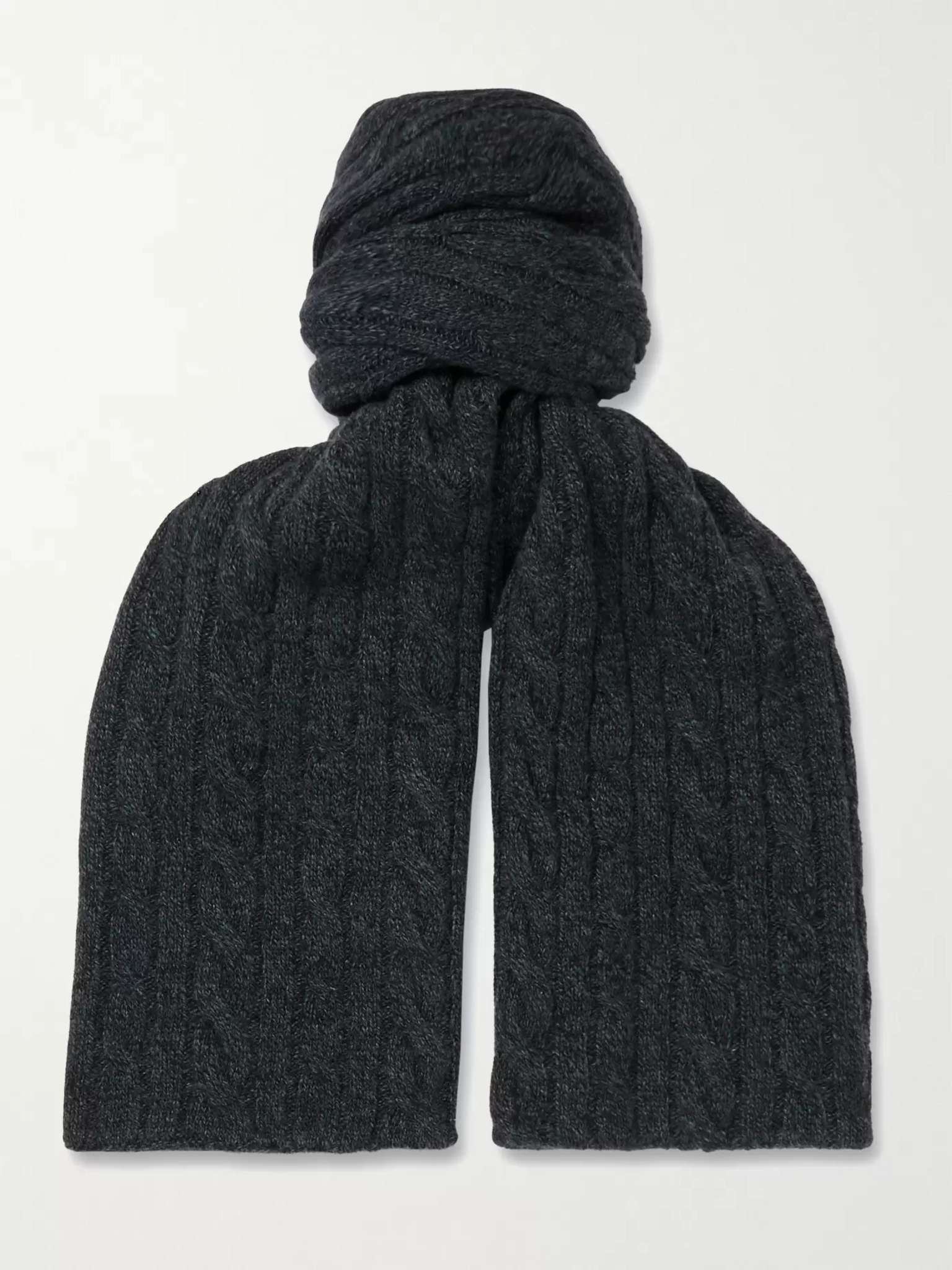 Cable-Knit Mélange Baby Cashmere Scarf - 1