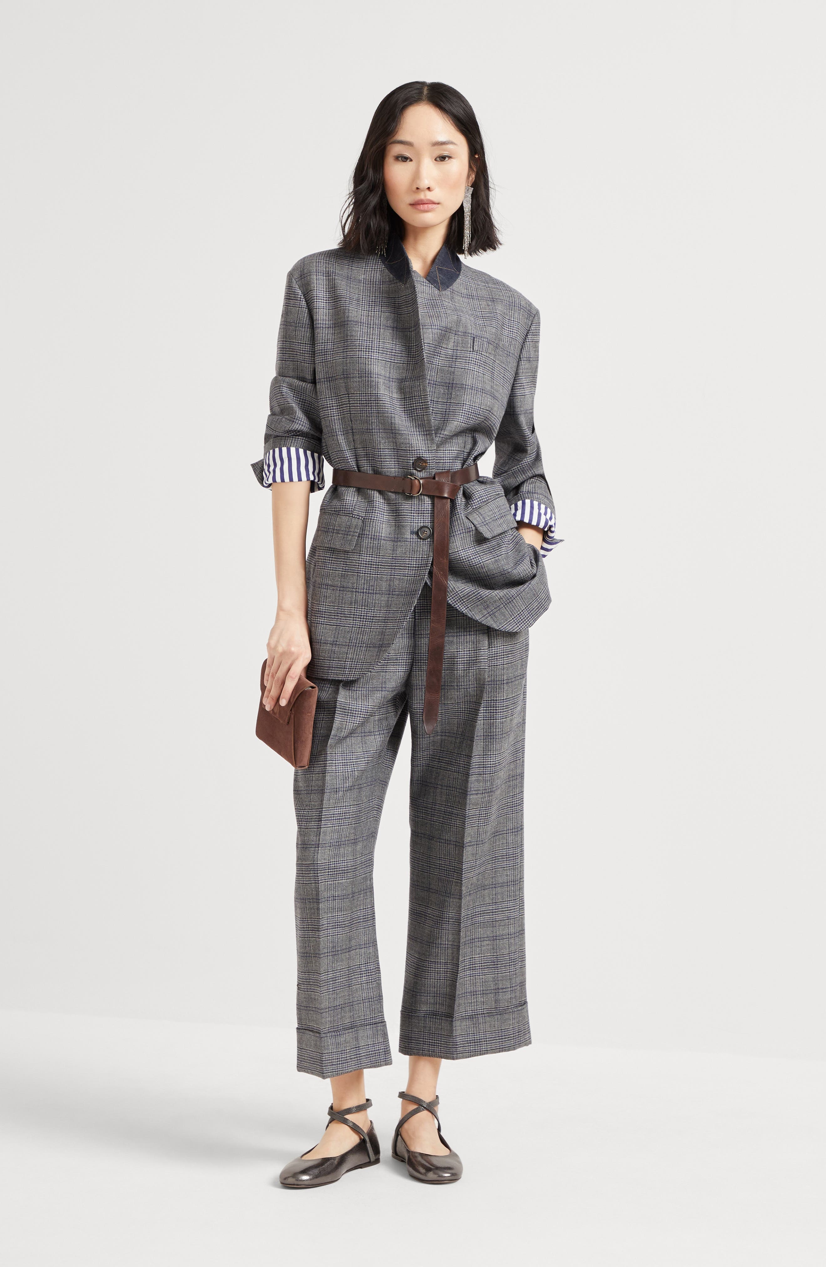 Brunello Cucinelli Prince of wales blazer in Grey at Nordstrom - 6