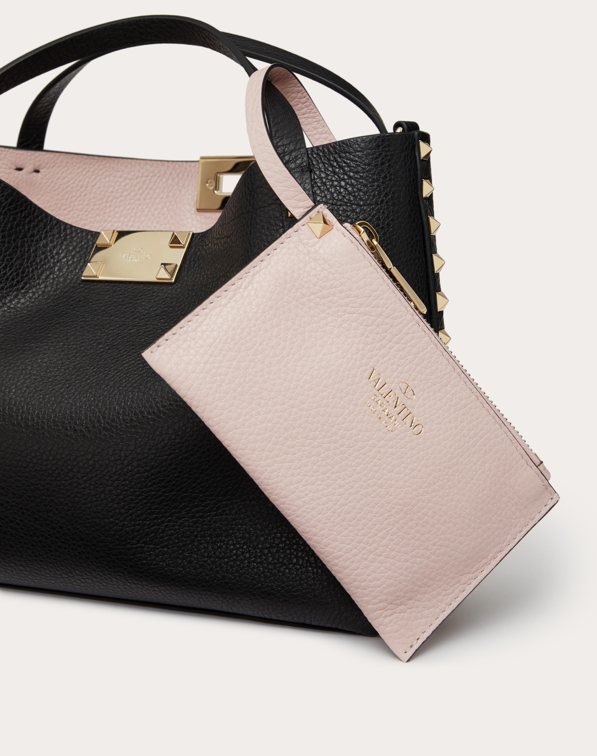 VALENTINO GARAVANI ROCKSTUD LARGE TOTE IN CALFSKIN - 4