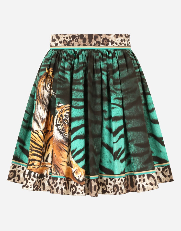 Poplin circle skirt with tiger print - 3