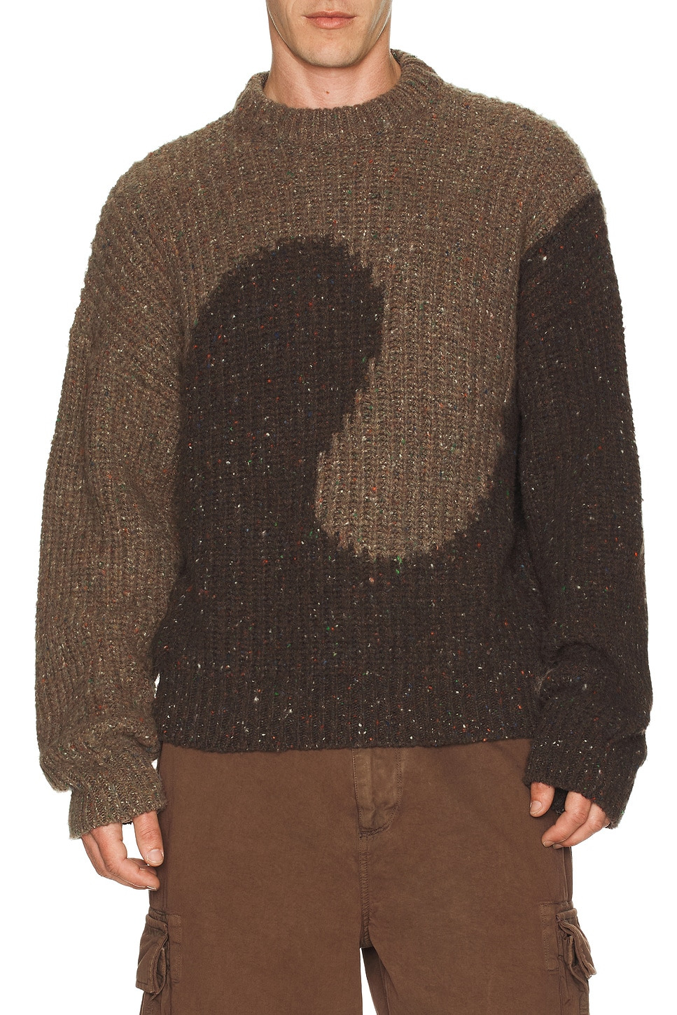 Swirl Wool Crew Neck Knit Sweater - 3