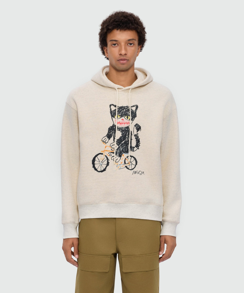 MSGM Off-white cotton hoodie with front print outlook