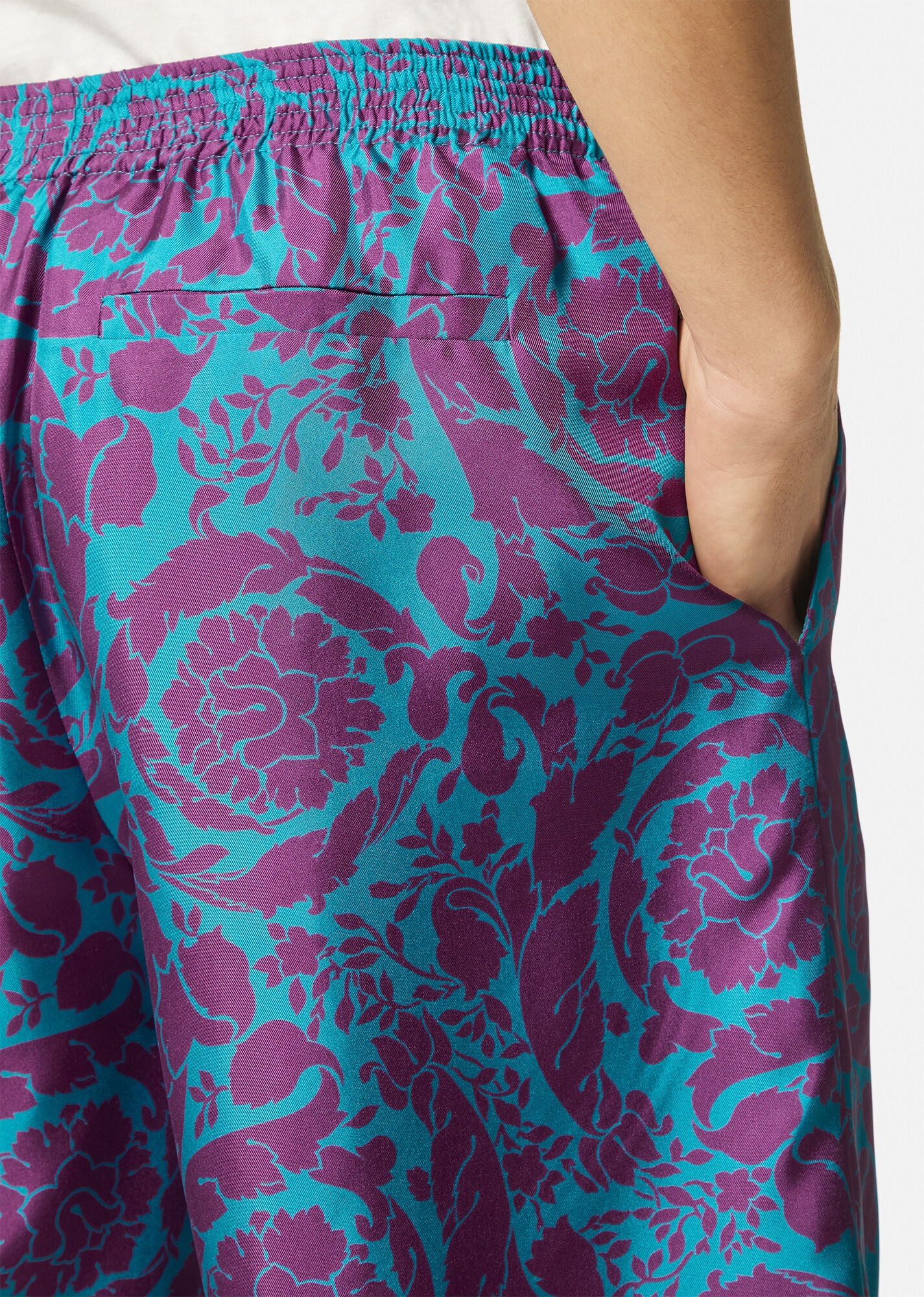 Barocco Silhouette Silk Shorts - 5