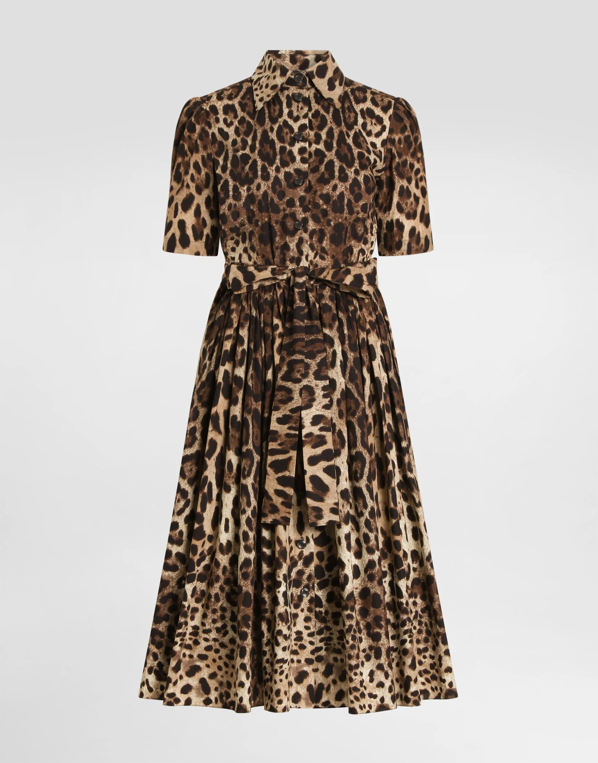 Leo-print poplin shirt dress - 1