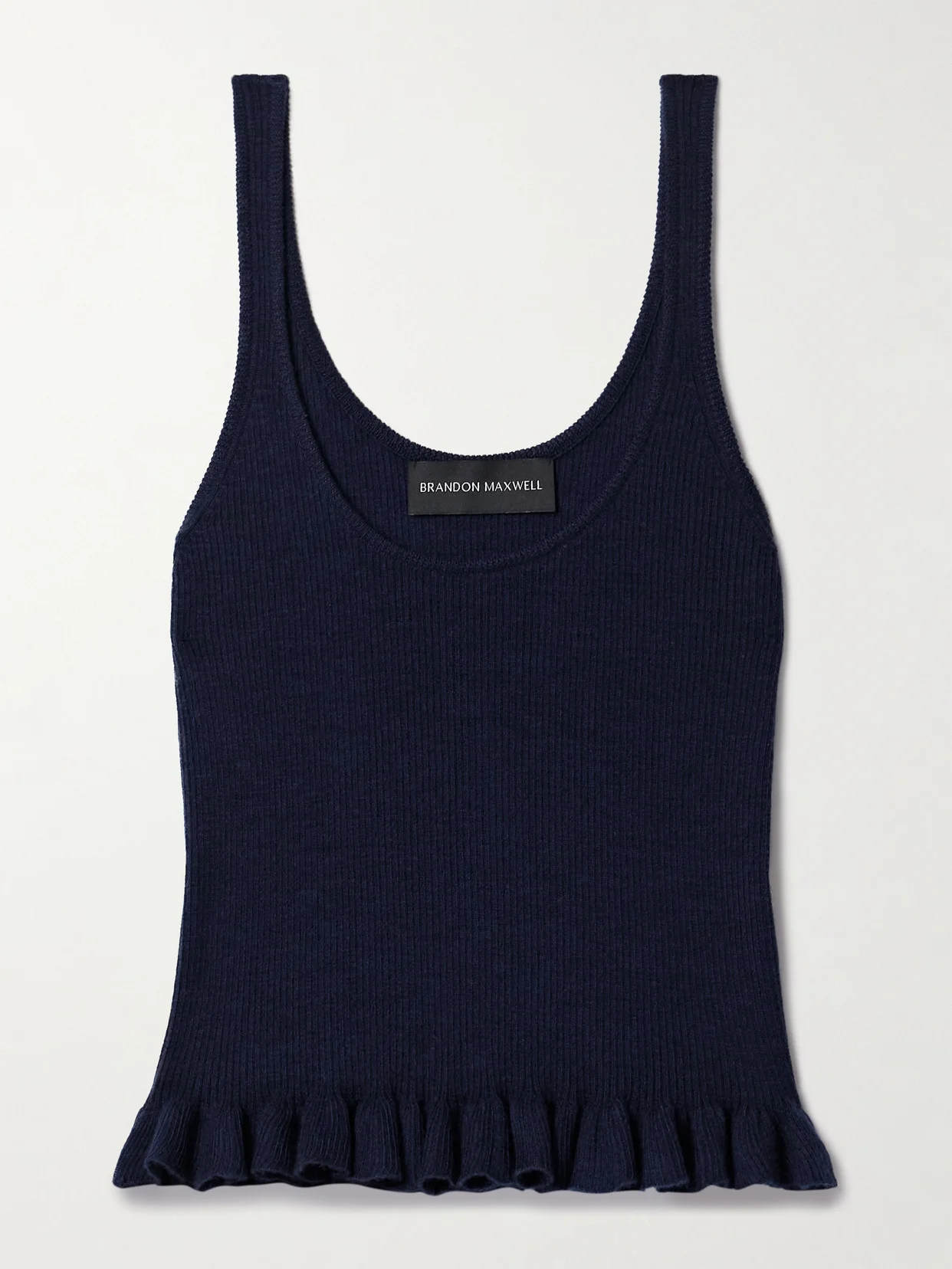 The Phoebe Ruffled Ribbed Cashmere Tank - 1