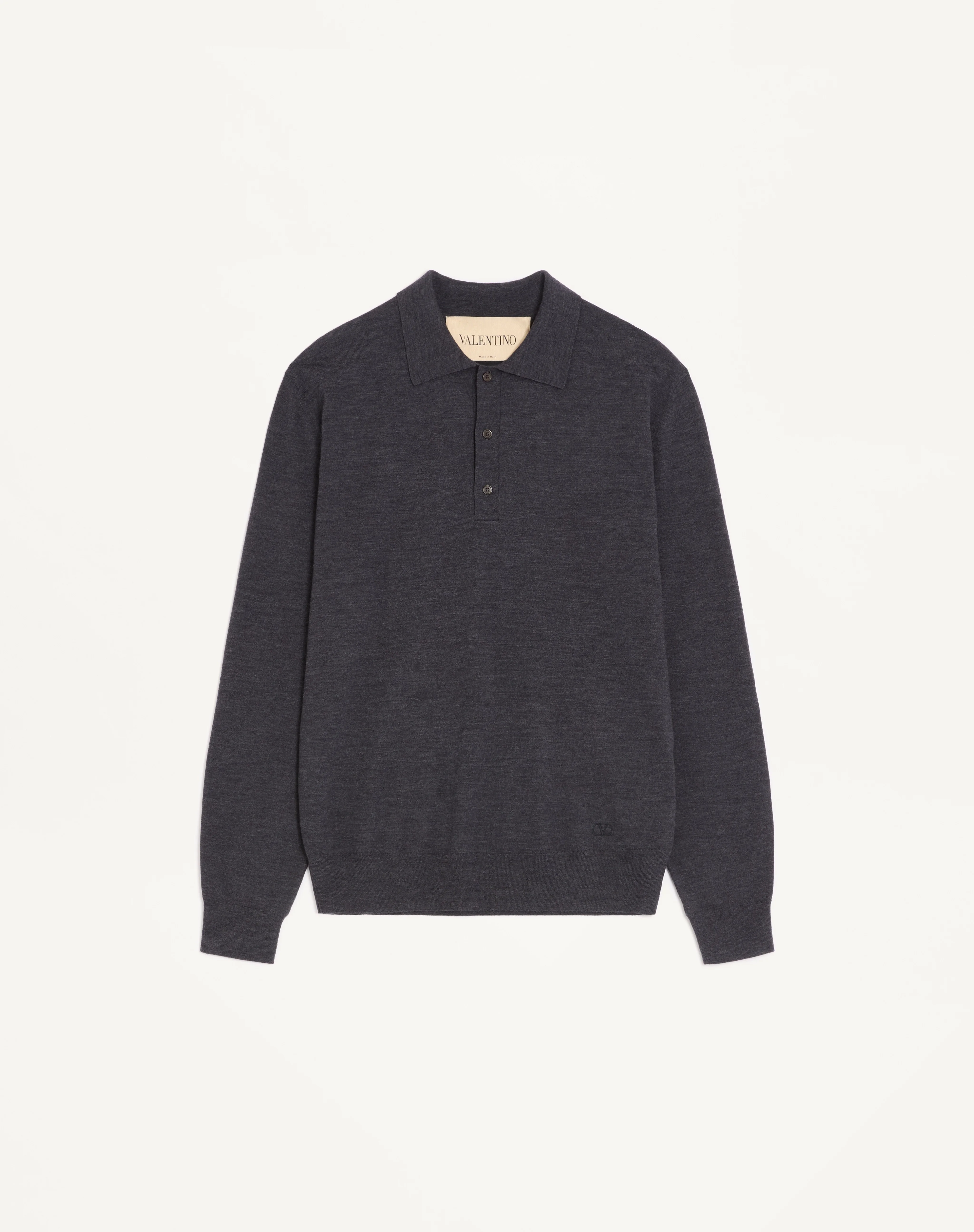 VALENTINO WOOL POLO WITH VLOGO EMBROIDERY - 1