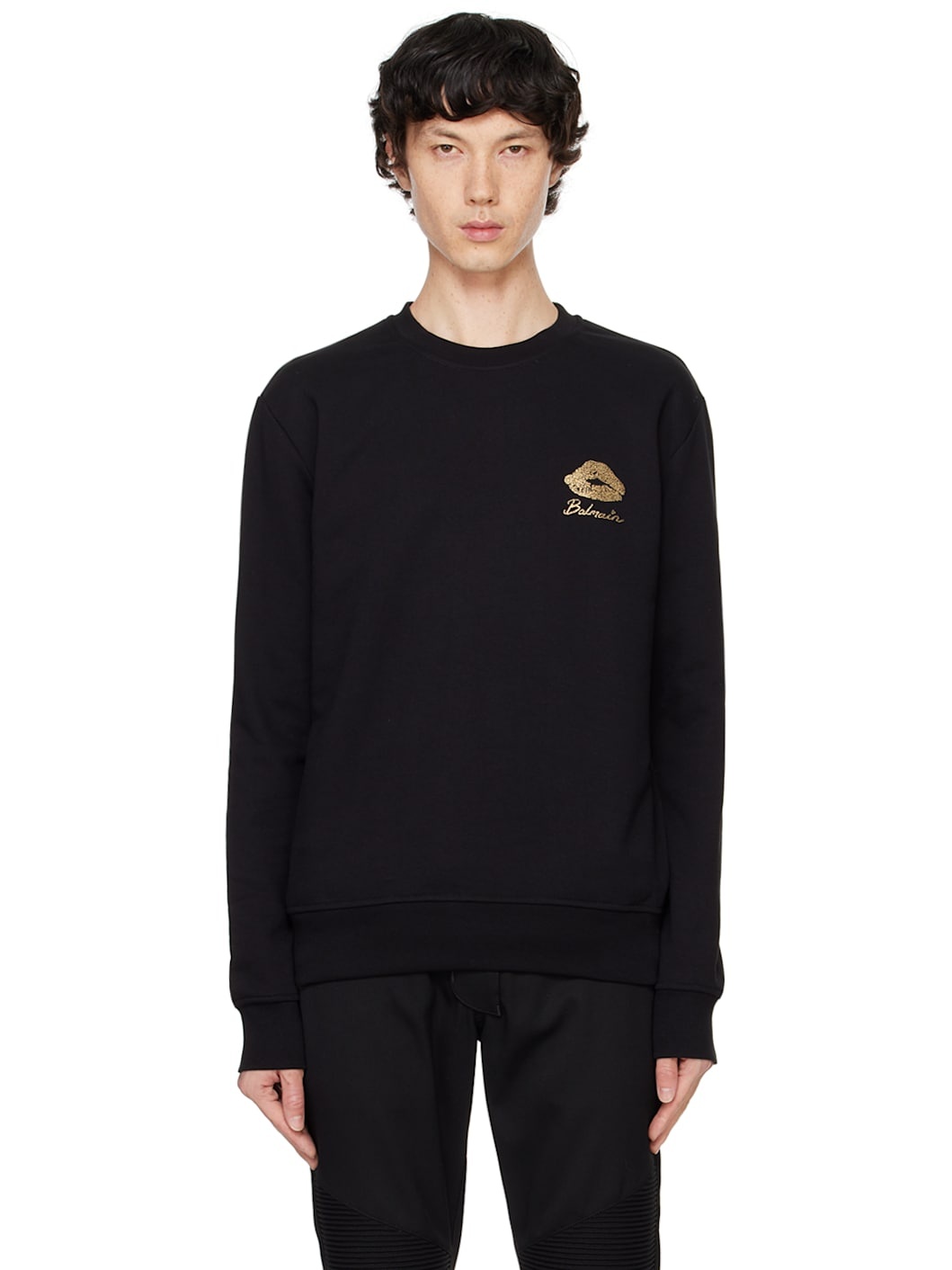 Black 'Balmain Kiss' Print Sweatshirt - 1