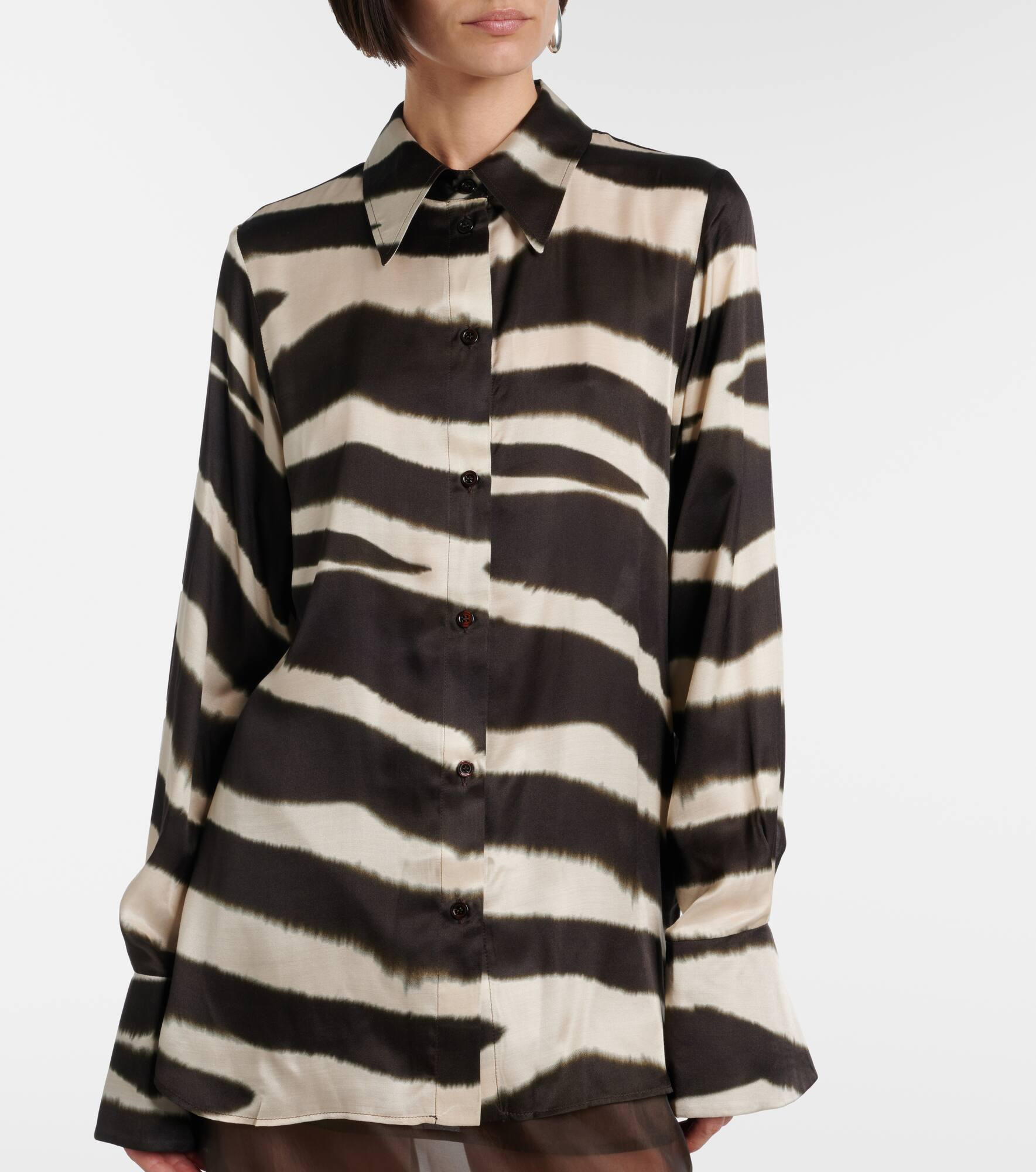 Printed satin shirt - 6