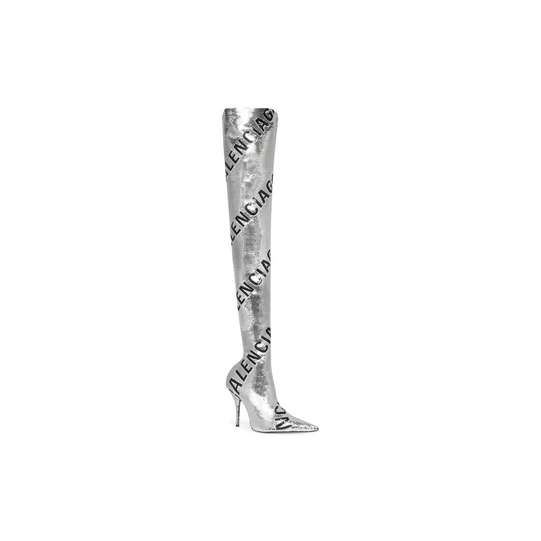 Women's Knife 110mm Over-the-knee Allover Logo in Silver - 2