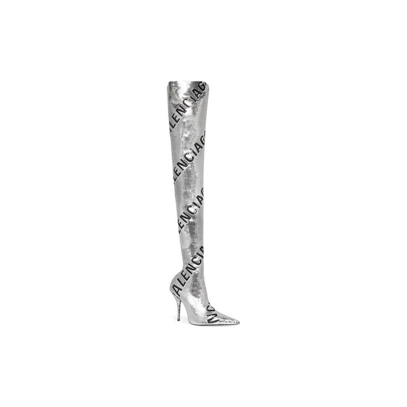 Women's Knife 110mm Over-the-knee Allover Logo in Silver 2
