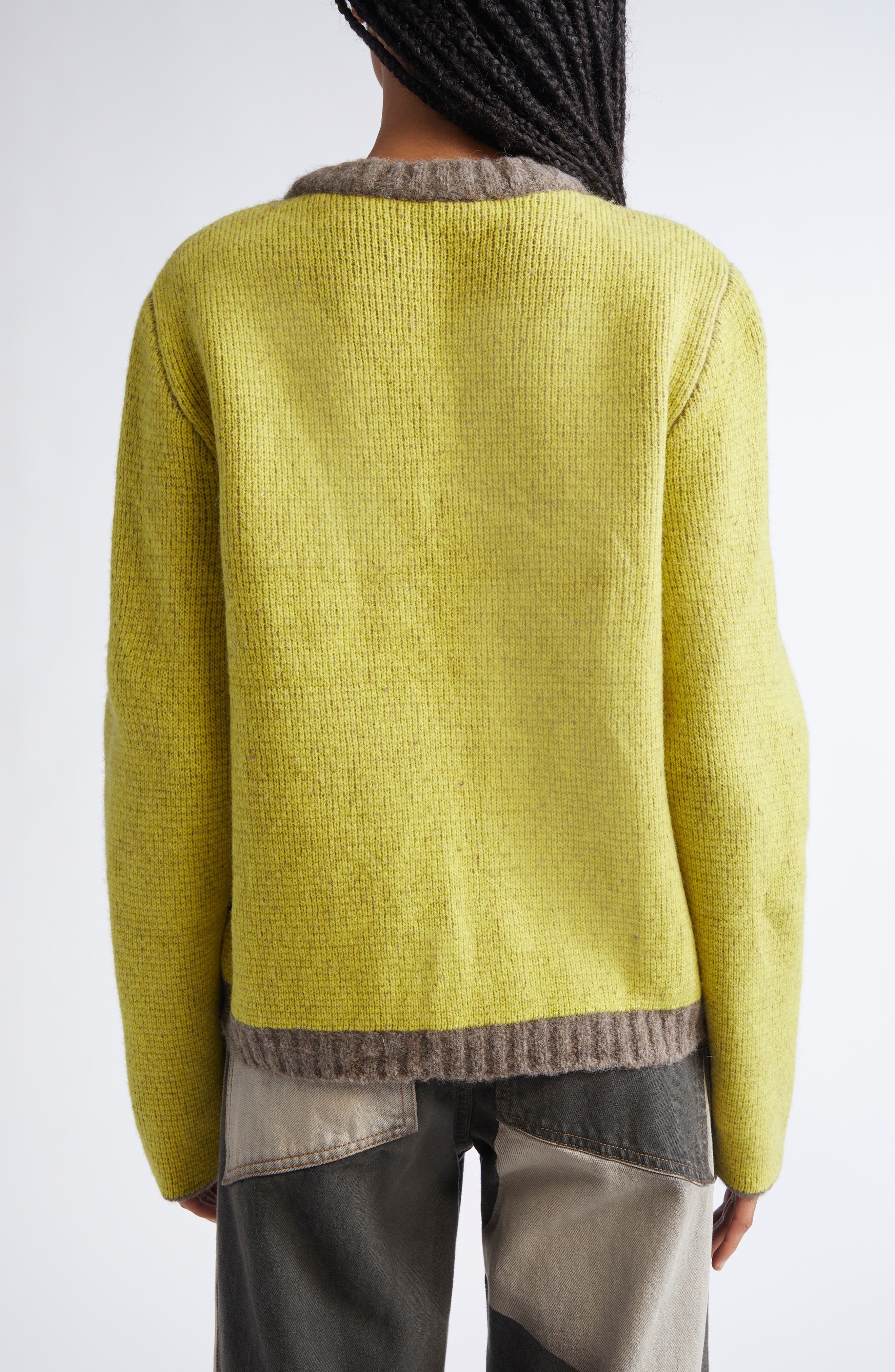 Eckhaus Latta Gender Inclusive Colorblock Merino Wool Blend Sweater in Finch at Nordstrom - 3