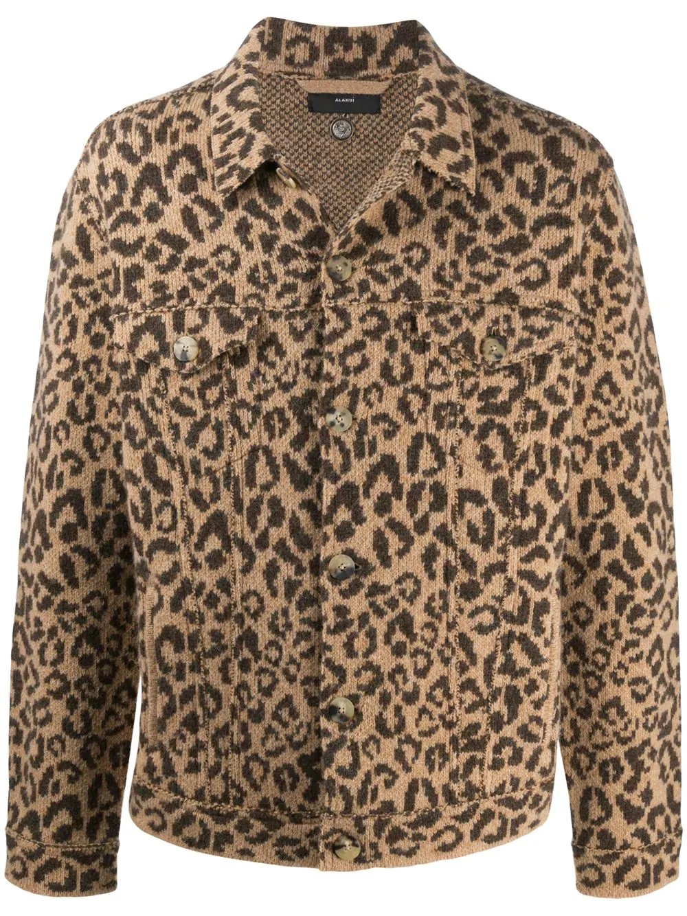 knitted leopard print jacket - 1