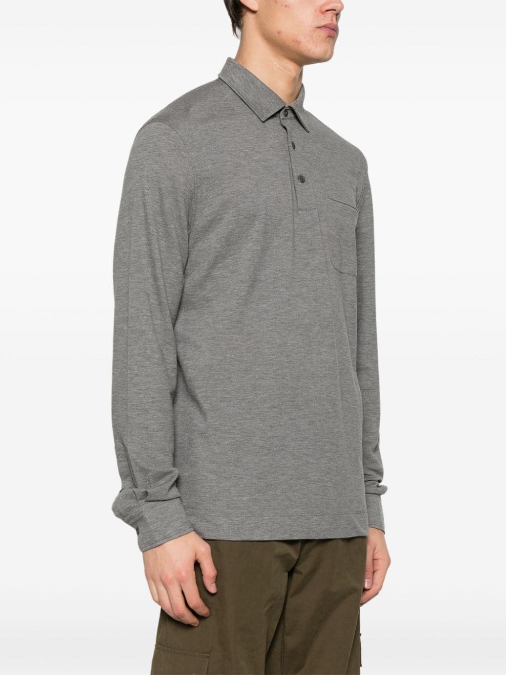 long-sleeve cotton polo shirt - 3