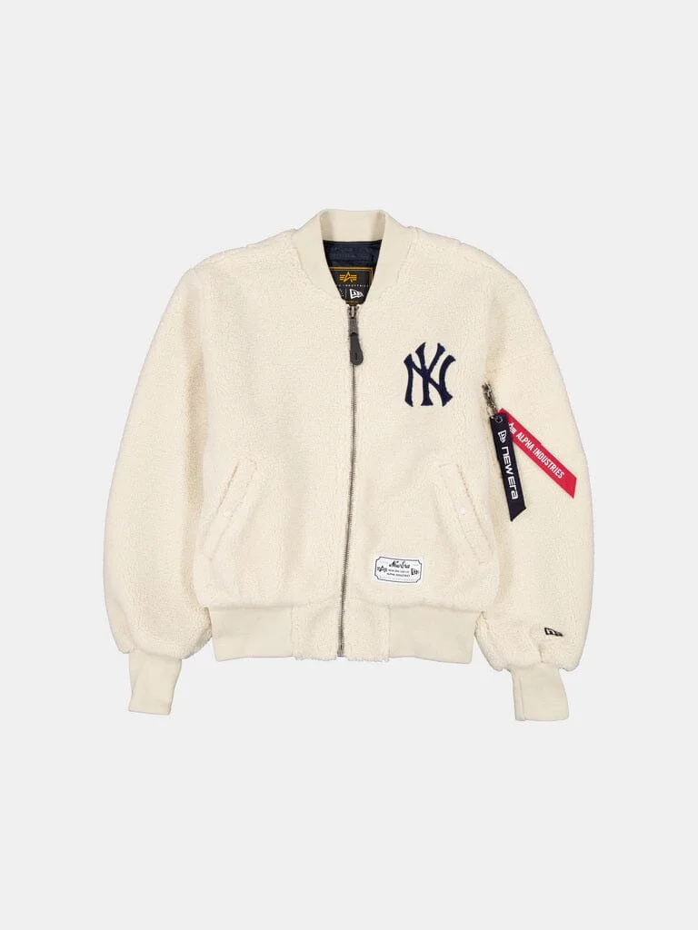 NEW YORK YANKEES X ALPHA X NEW ERA MA-1 SHERPA BOMBER JACKET WOMENS - 1