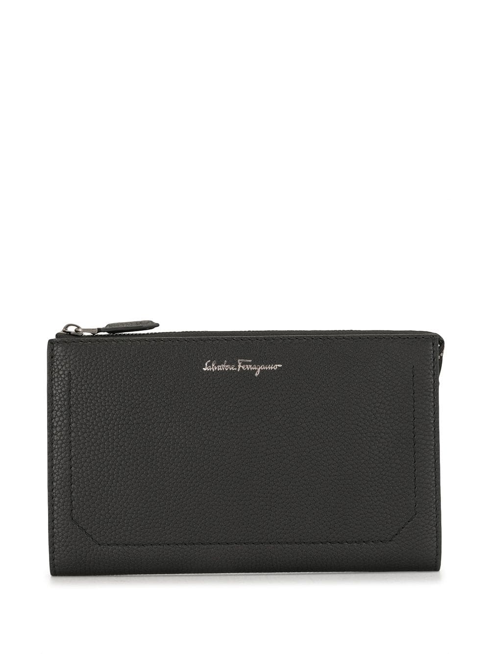 embossed logo zipped clutch - 1